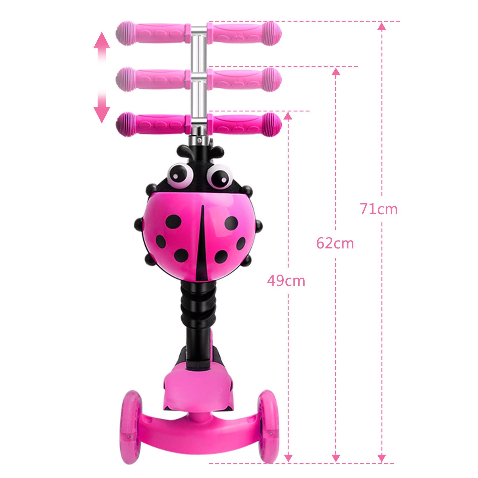 OUNUO Dreiradscooter Multifunktionaler Kinderroller mit LED Räder, für Kinder ab 2 Jahren