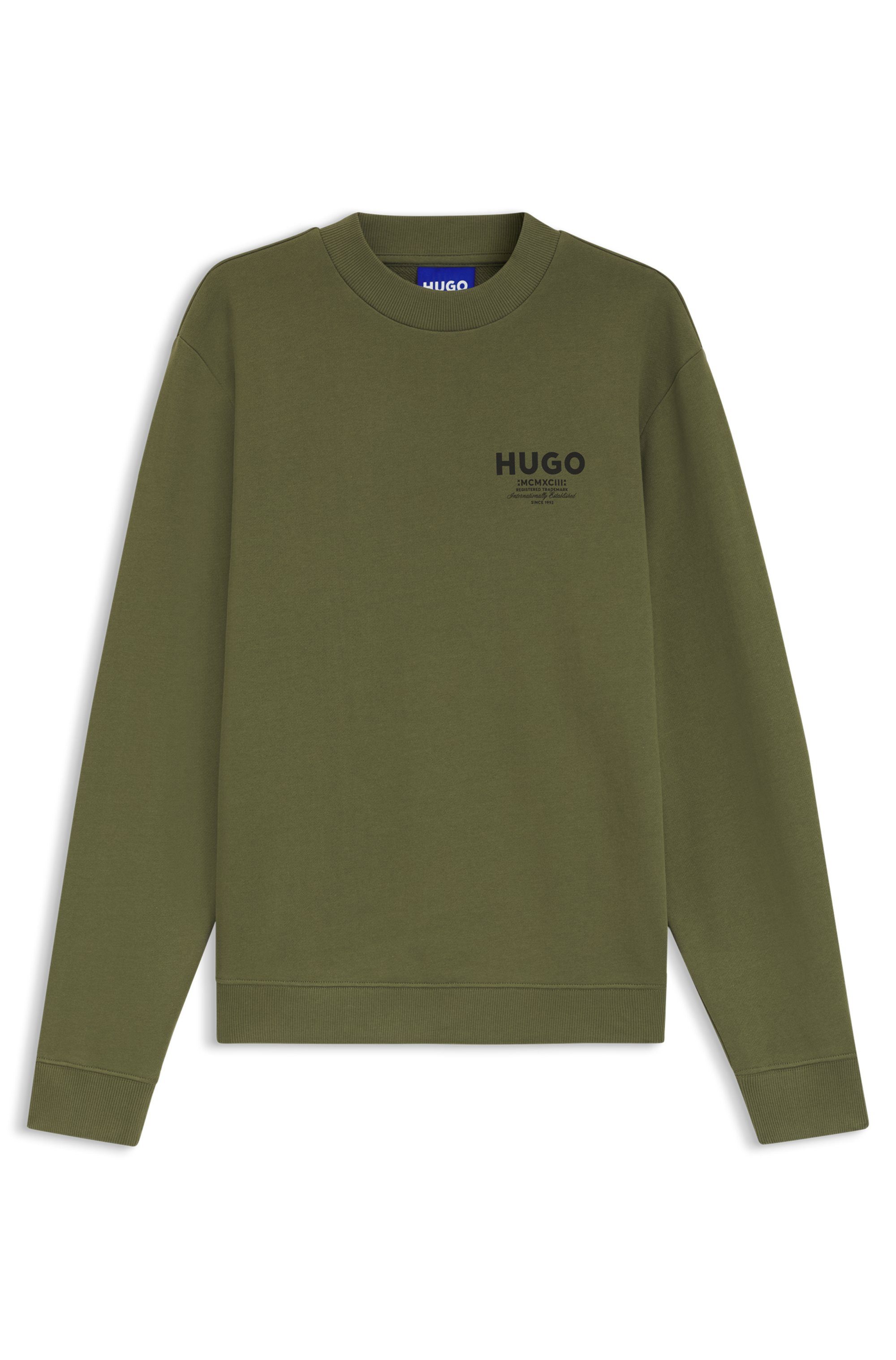 HUGO Sweatshirt Nespon Rundhalsausschnitt, Regular Fit, reine Baumwolle