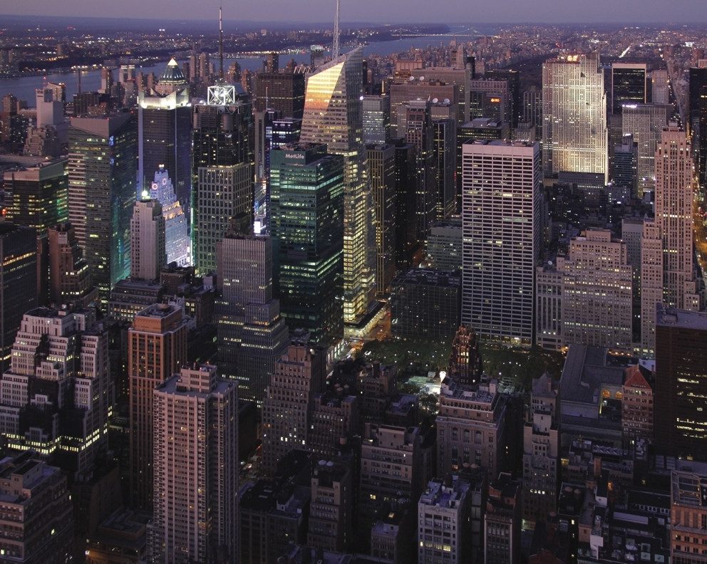 Rasch Fototapete Skyline New York City - Vliestapete Grau Schwarz Braun, bedruckt, (1 Rolle, 1 St., 2,6 m x 3,255 m), Lichtbeständige Farben - Feucht abwischbar - Restlost abziehbar