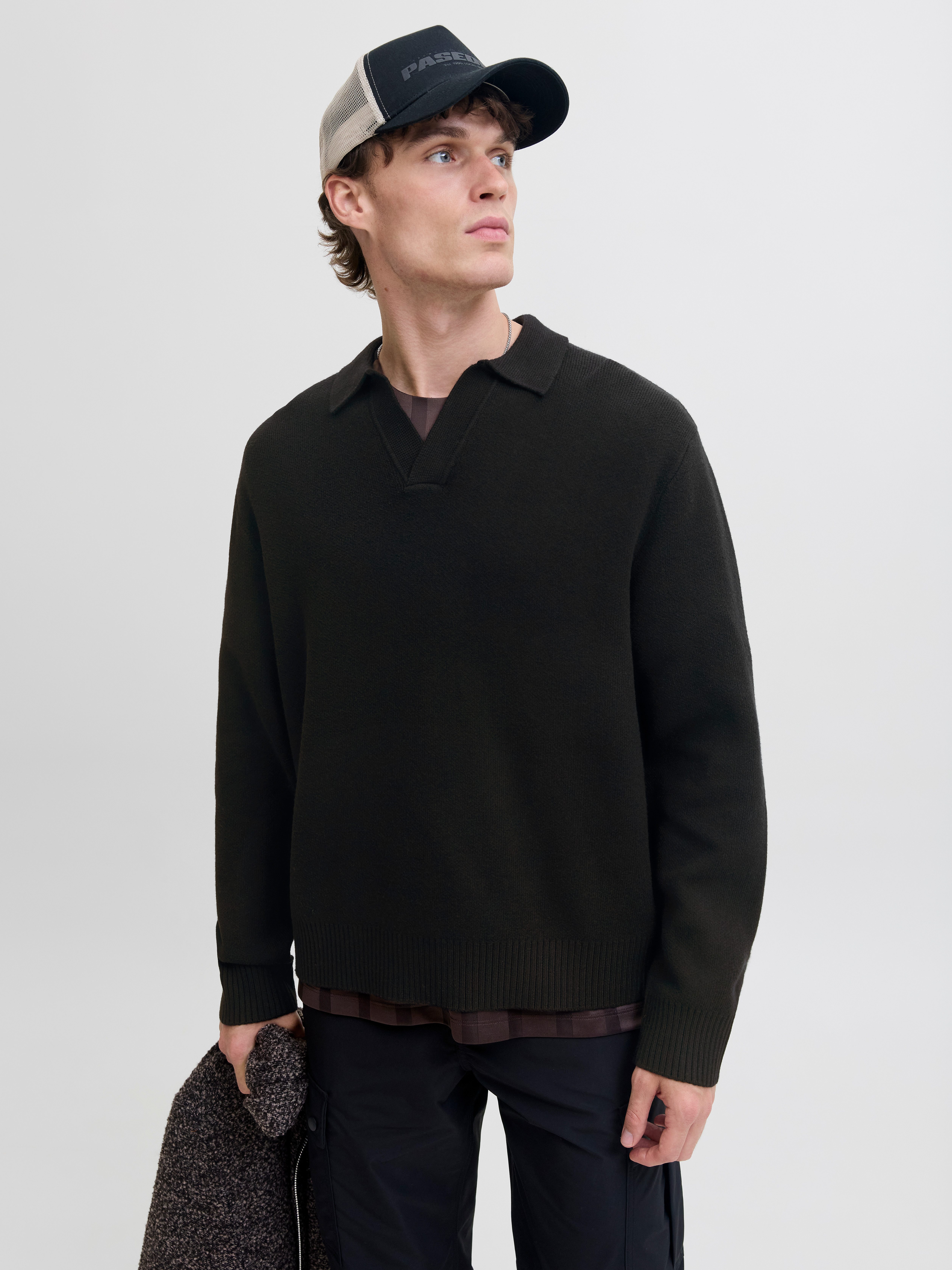 Jack & Jones Strickpullover JCOCOVER KNIT SPLIT NECK POLO