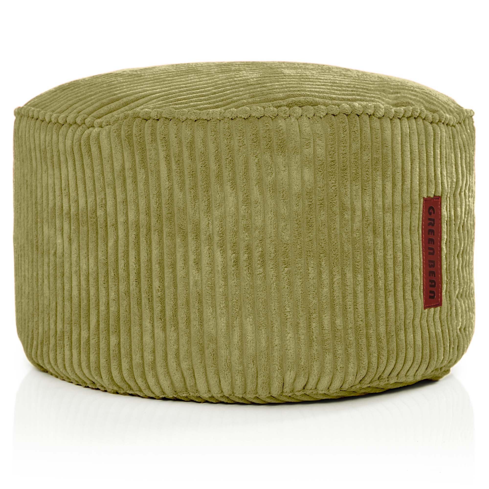 Green Bean Pouf Pouf Cord 45 x 25 cm, Indoor Sitzhocker Sitzkissen Sitzhocker Relax-Sessel Grün