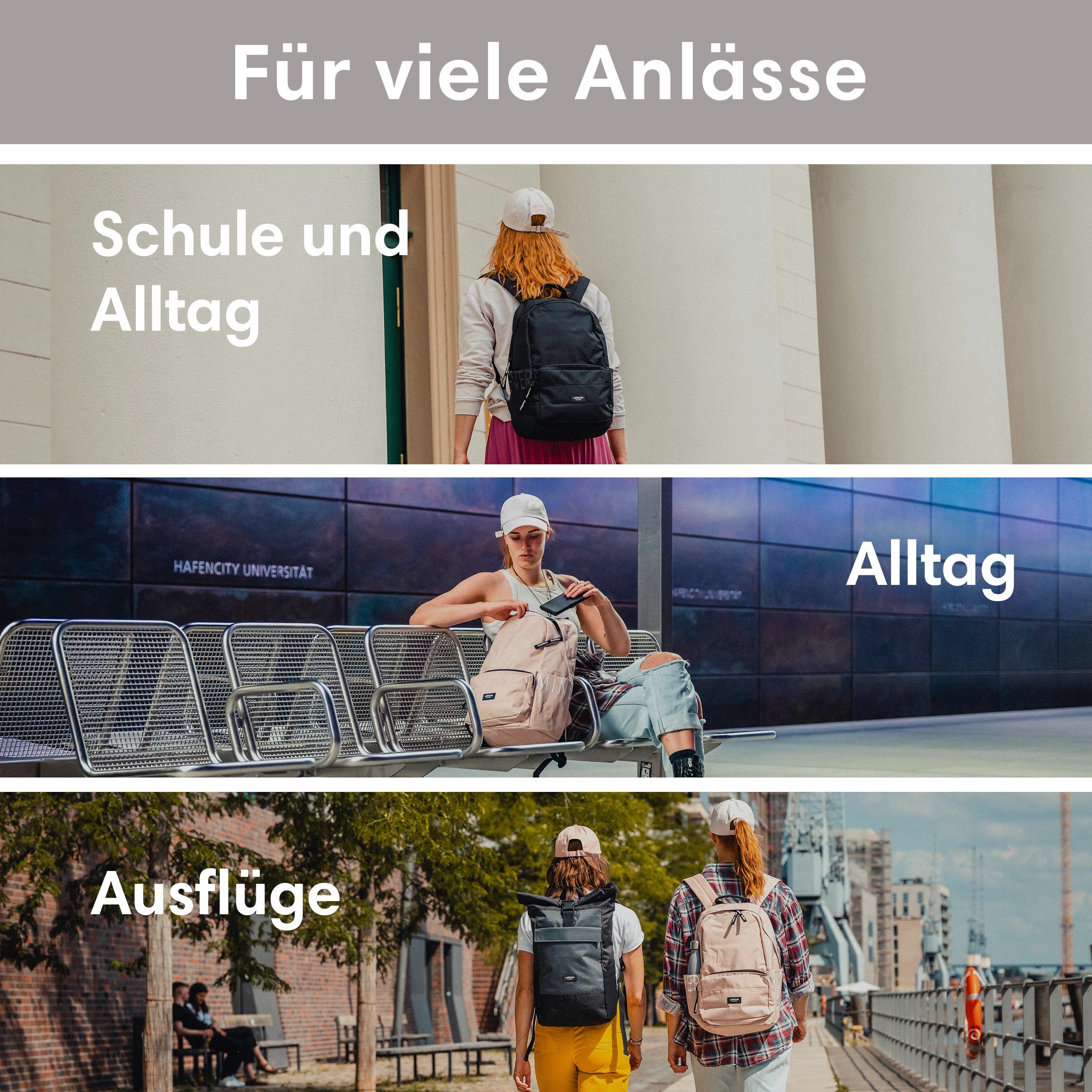 Set), No Jungen Wasserabweisend Seitentasche, Rucksack Laptopfach, Rosa Mädchen Schulrucksack (Keine LARKSON Teenager 3 Schule