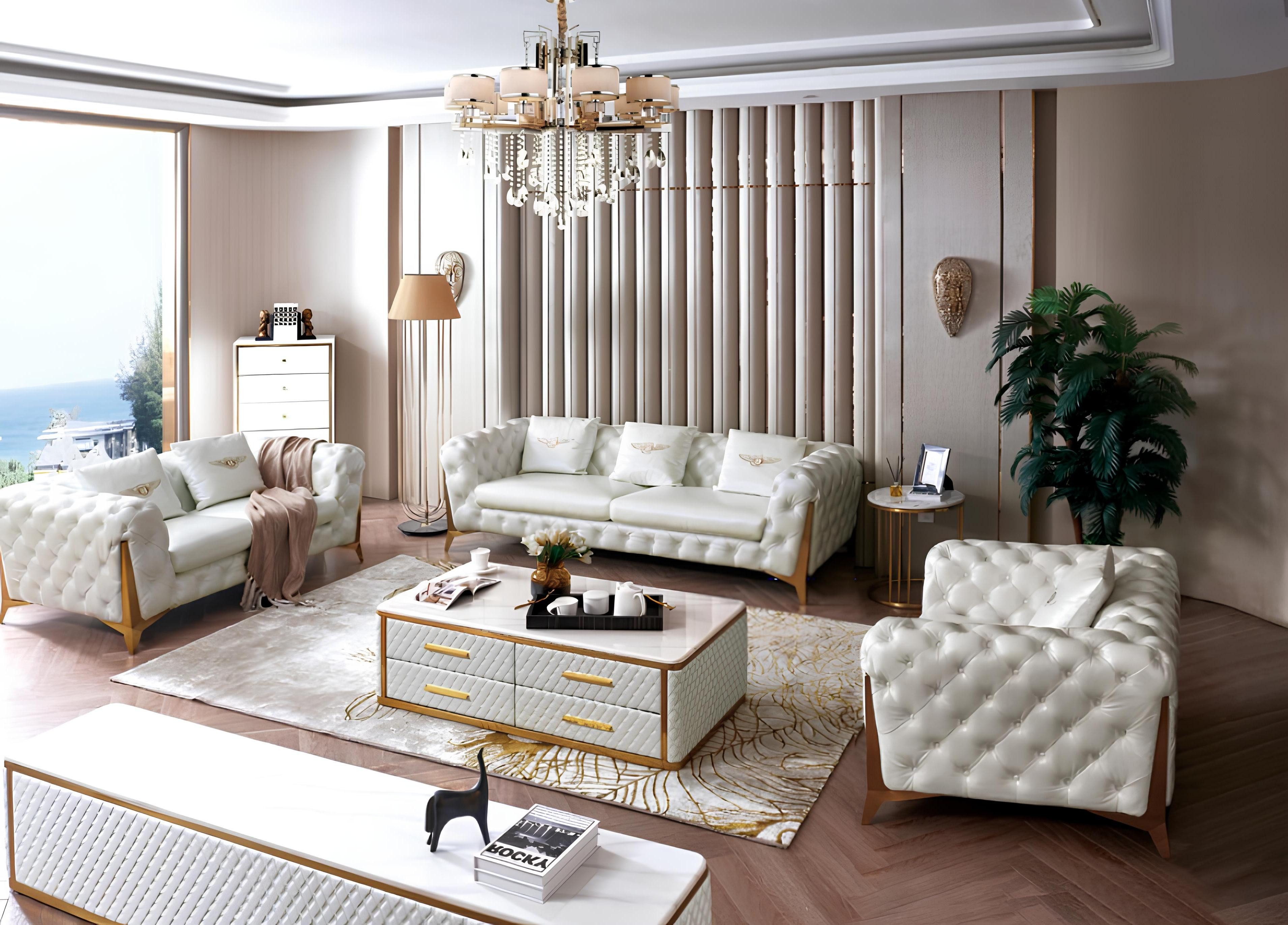 Xlmoebel Chesterfield-Sofa Neue Sofagarnitur aus hochwertigem Chesterfield Leder mit 3-Sitzer, Hergestellt in Europa