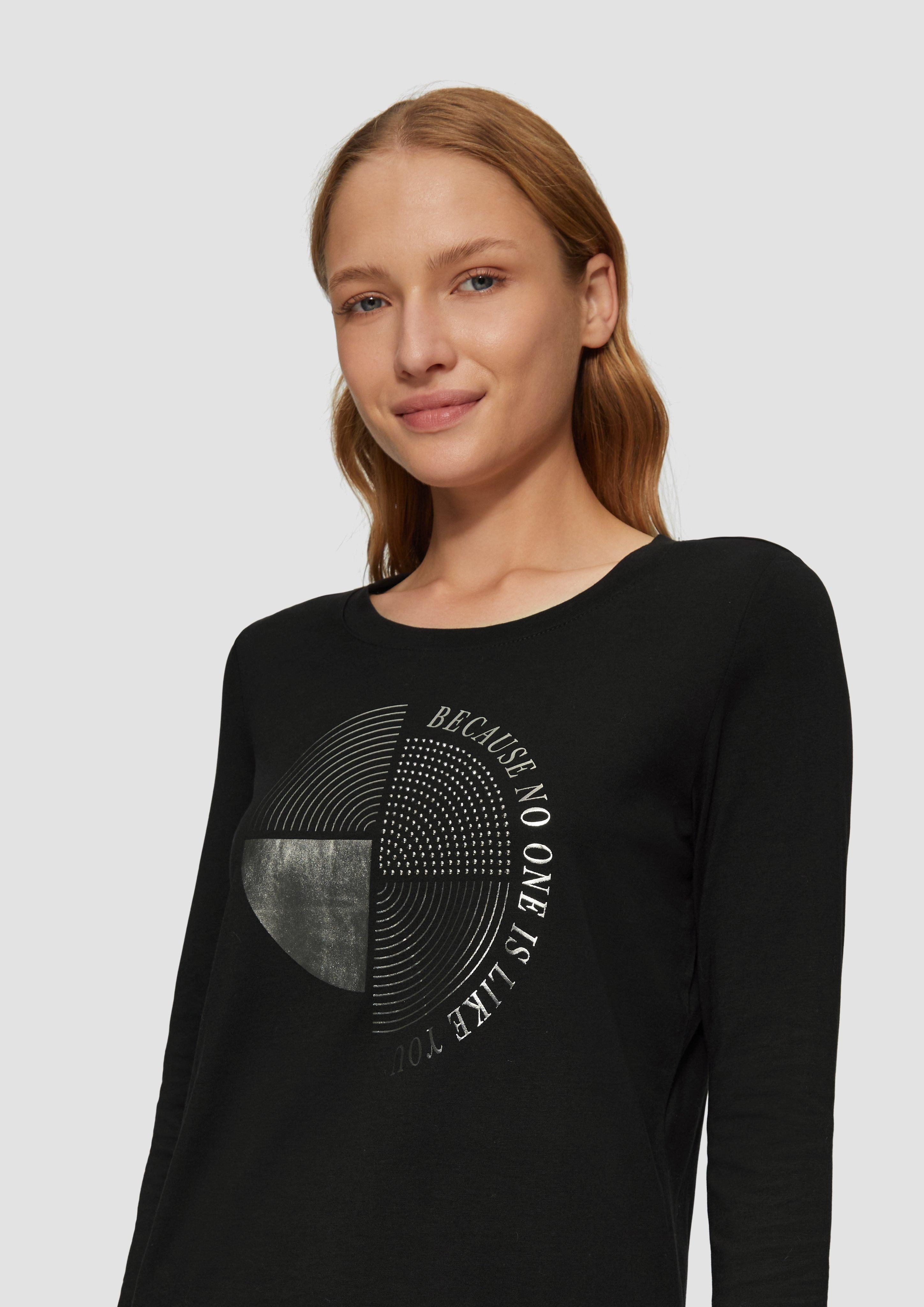 s.Oliver Langarmshirt Longsleeve mit Metallic-Print und günstig online kaufen
