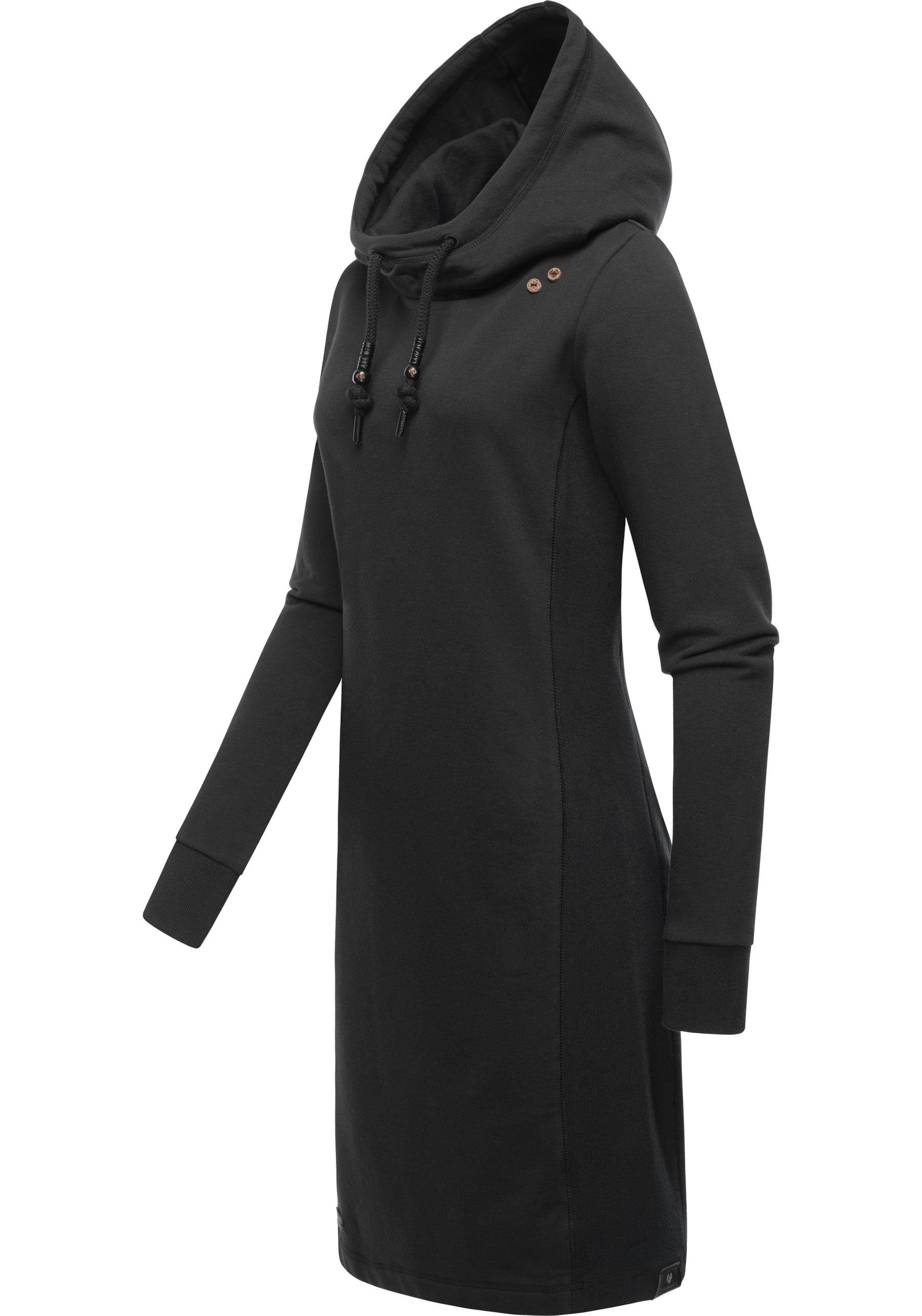 Langärmliges Sweatkleid Sabreen mit dark Kapuze Ragwear Baumwoll Kleid