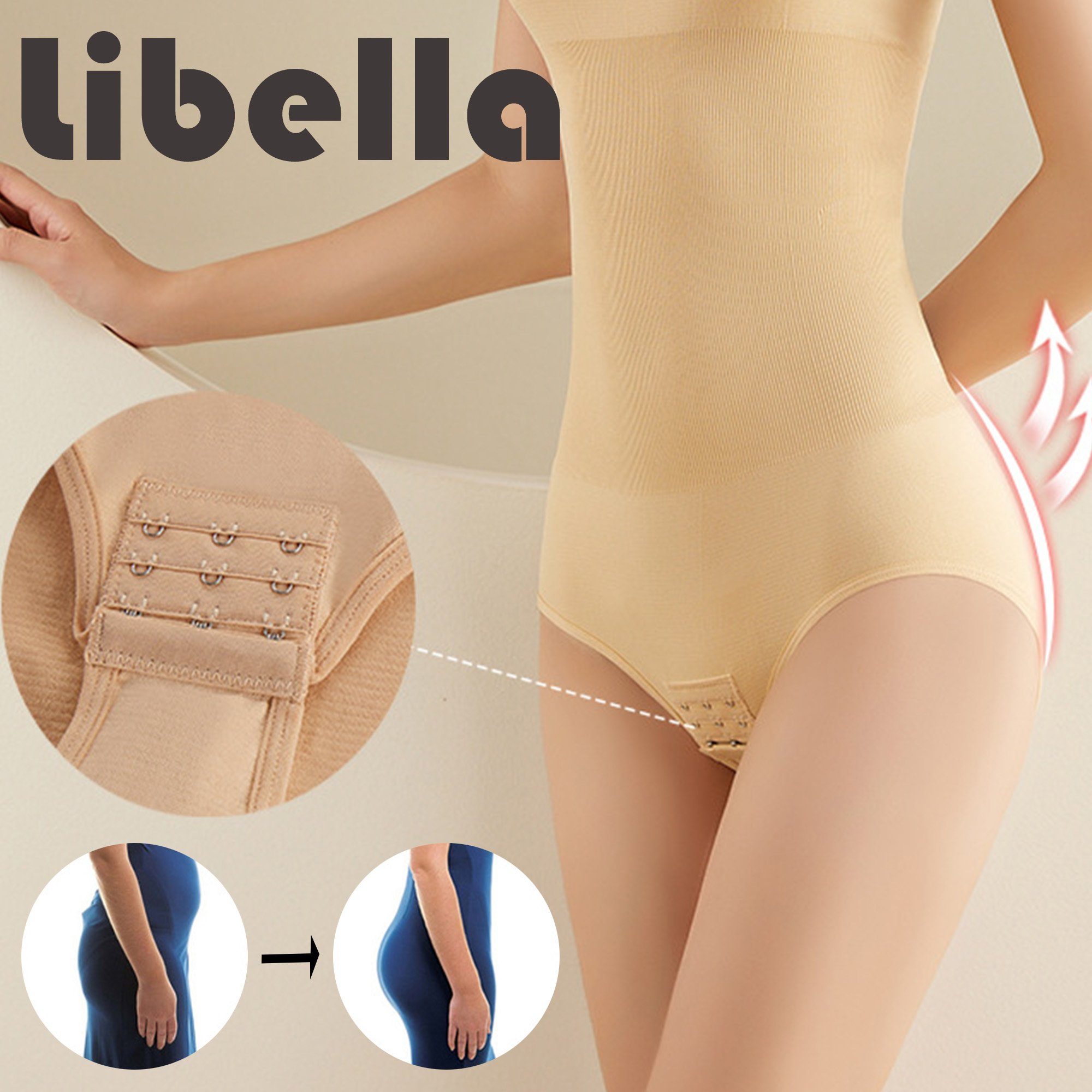 Libella Miederbody 3603 figurformend mit Hipsterform Spaghetti Miederbody Hakenverschluss Beige (1/2er-Pack)