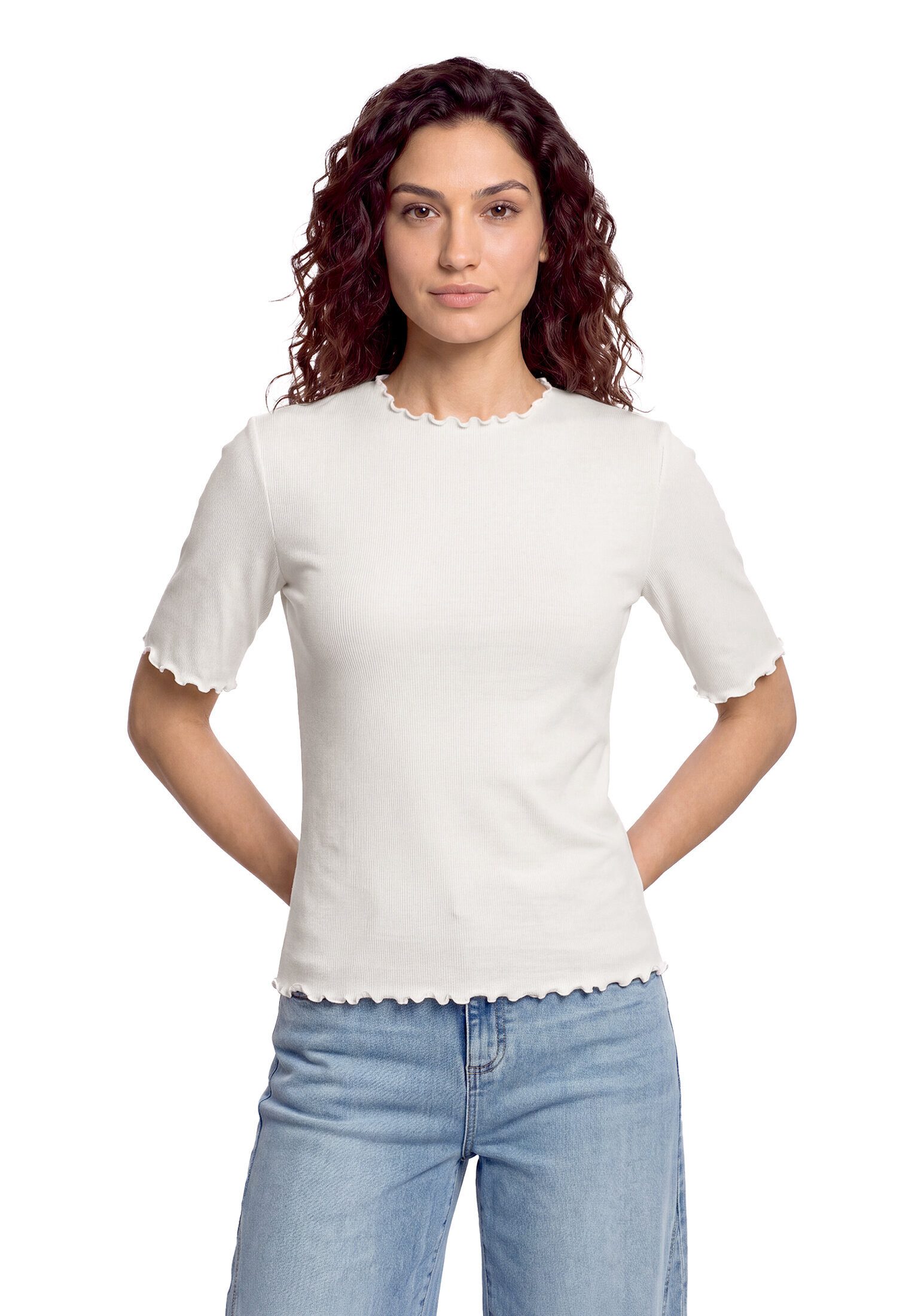 Cartoon Kurzarmshirt Damen mit Kragen (1-tlg)