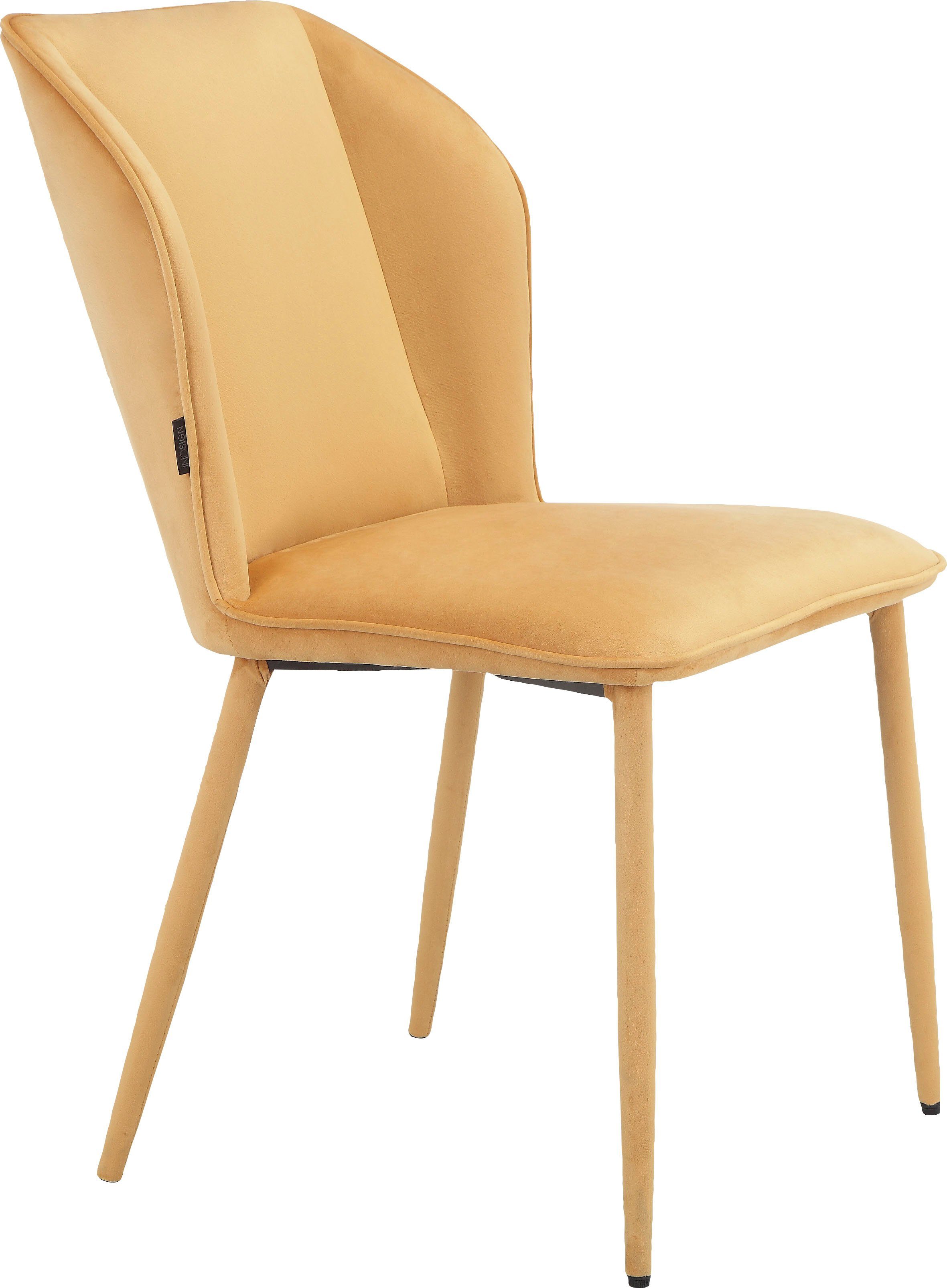 INOSIGN Esszimmerstuhl Koa (2 St), in Velourstoff, mit Sitz und Rücken gepolstert, Sitzhöhe 49 cm senffarben | Stühle