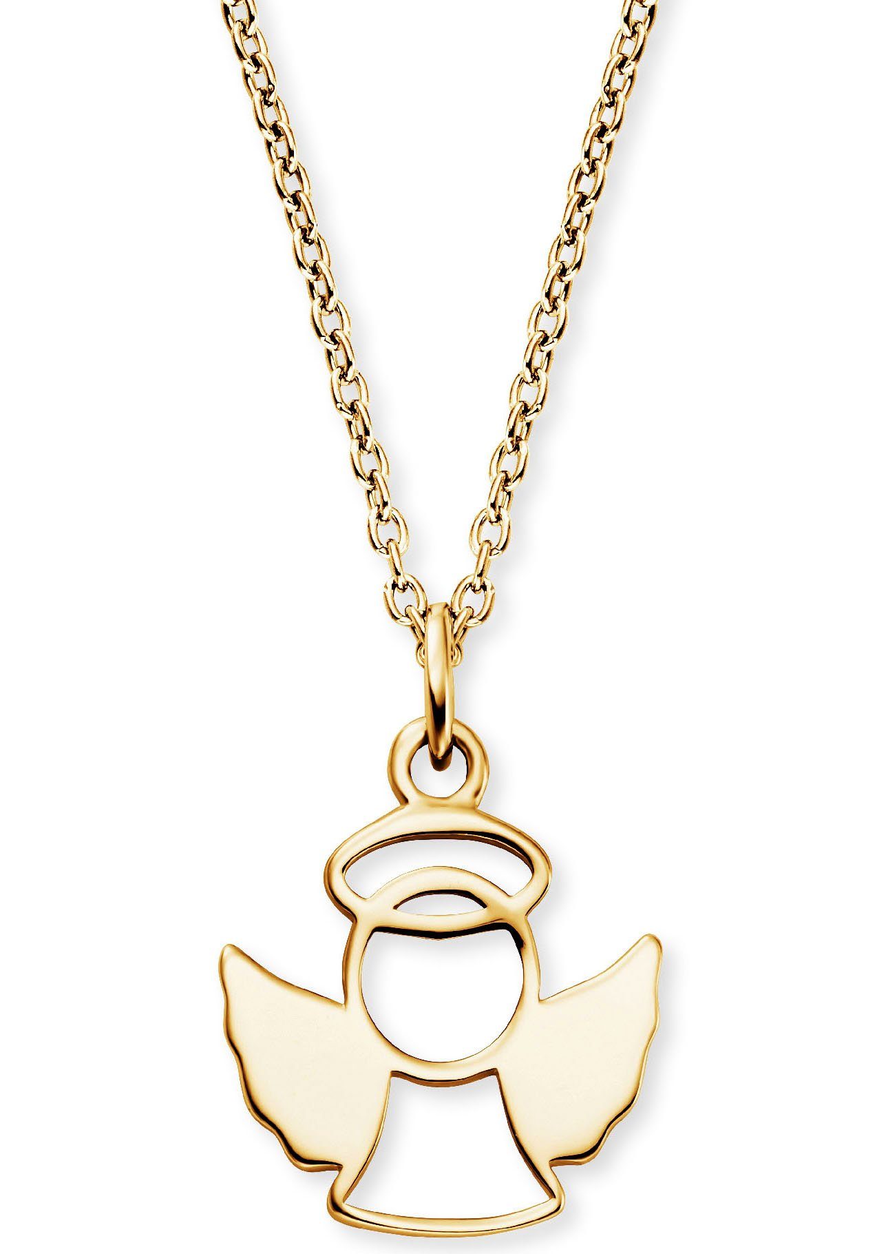 Schmuck Schutzengel, HEN-HALOANGEL-G Anhänger Herzengel Geschenk, gelbgoldfarben Kette HEN-HALOANGEL, mit