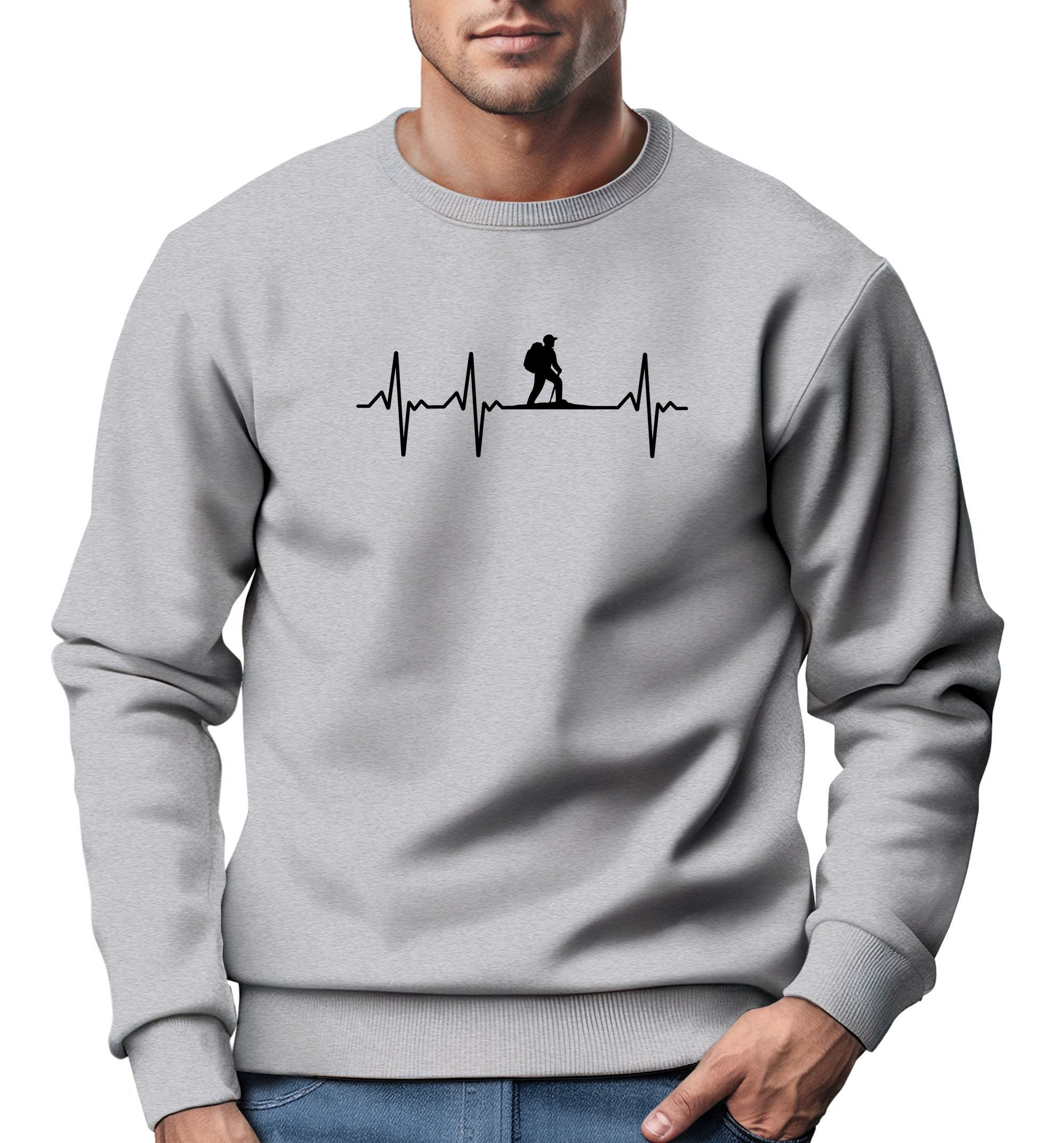 Sweatshirt Sweatshirt Herren Wanderer Herzschlag Outdoor Natur Rundhals-Pullover
