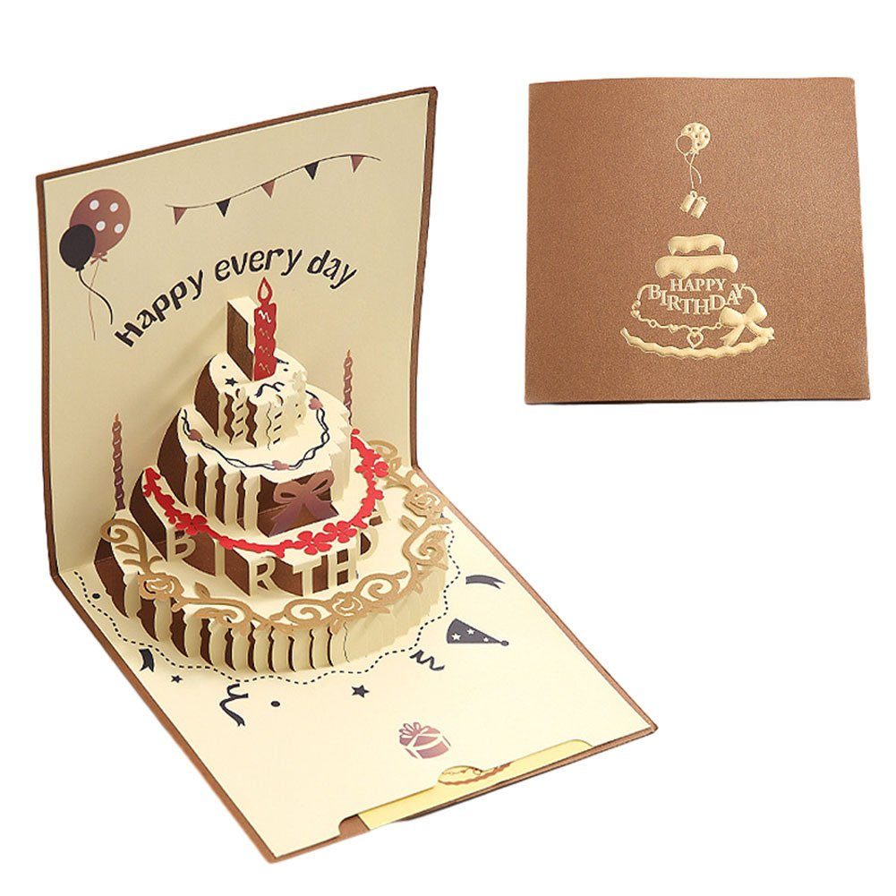 Blusmart Weihnachtskarte 3D-Grußkarte Zum Geburtstag, Faltbare Glückwunschpostkarte Zum brown | Grußkarten