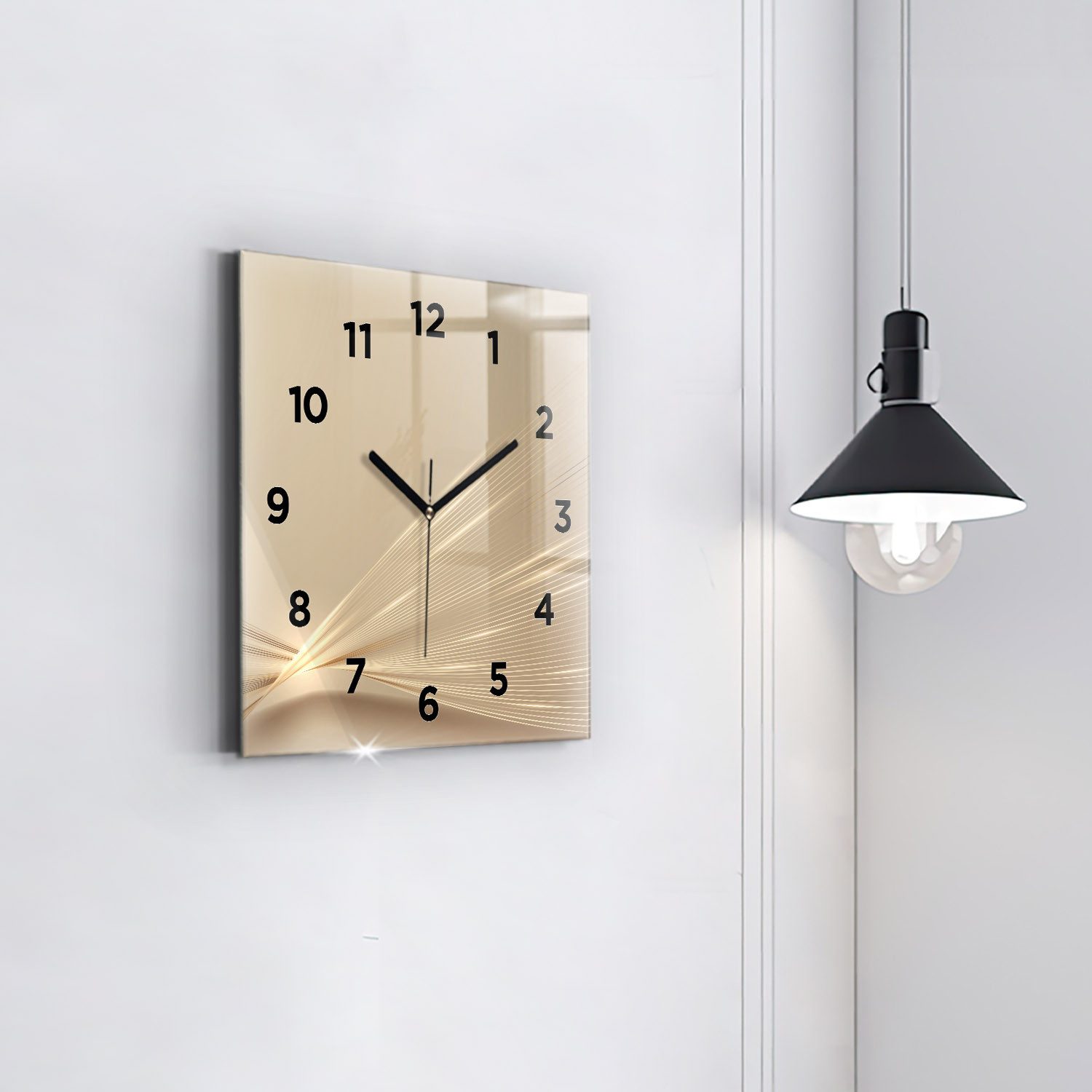 Tulup Wanduhr Rechteckige Glasuhr Abstrakte Helle Glamur-Uhr aus Gehärtetem Glas