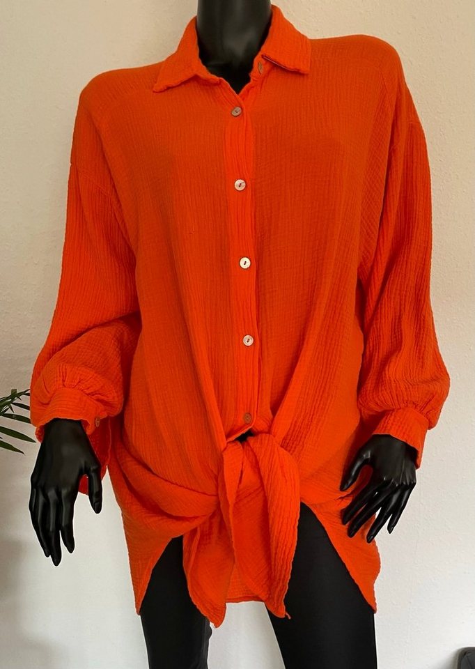 TrendFashion online Longbluse Musselin Bluse orange lang