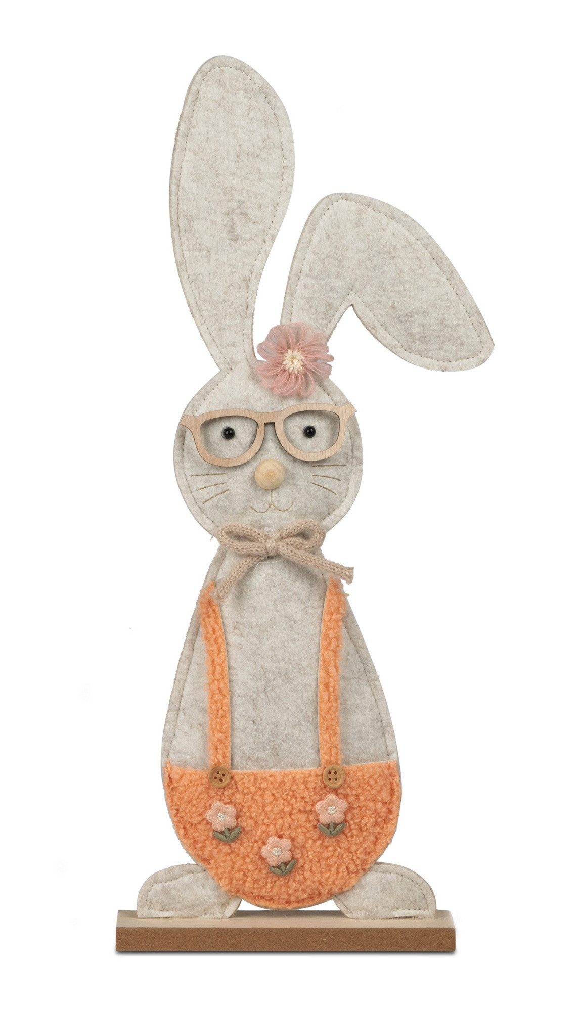 Kaufhaus le petit Osterhase Deko Hase Brille Filz Oster Tier Figur Ei Kaninchen Skulptur Objekt, Dekofigur Dekoskulptur Osterfigur aus Filz