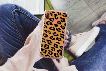 MuchoWow Handyhülle Pantherdruck - Orange - Schwarz, Handyhülle Samsung Galaxy A20e, Smartphone-Bumper, Print, Handy