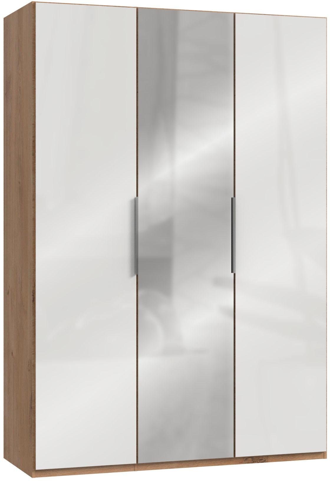 Fresh To Go Kleiderschrank Level mit Glas- und Spiegeltüren plankeneichefarben/Weißglas
