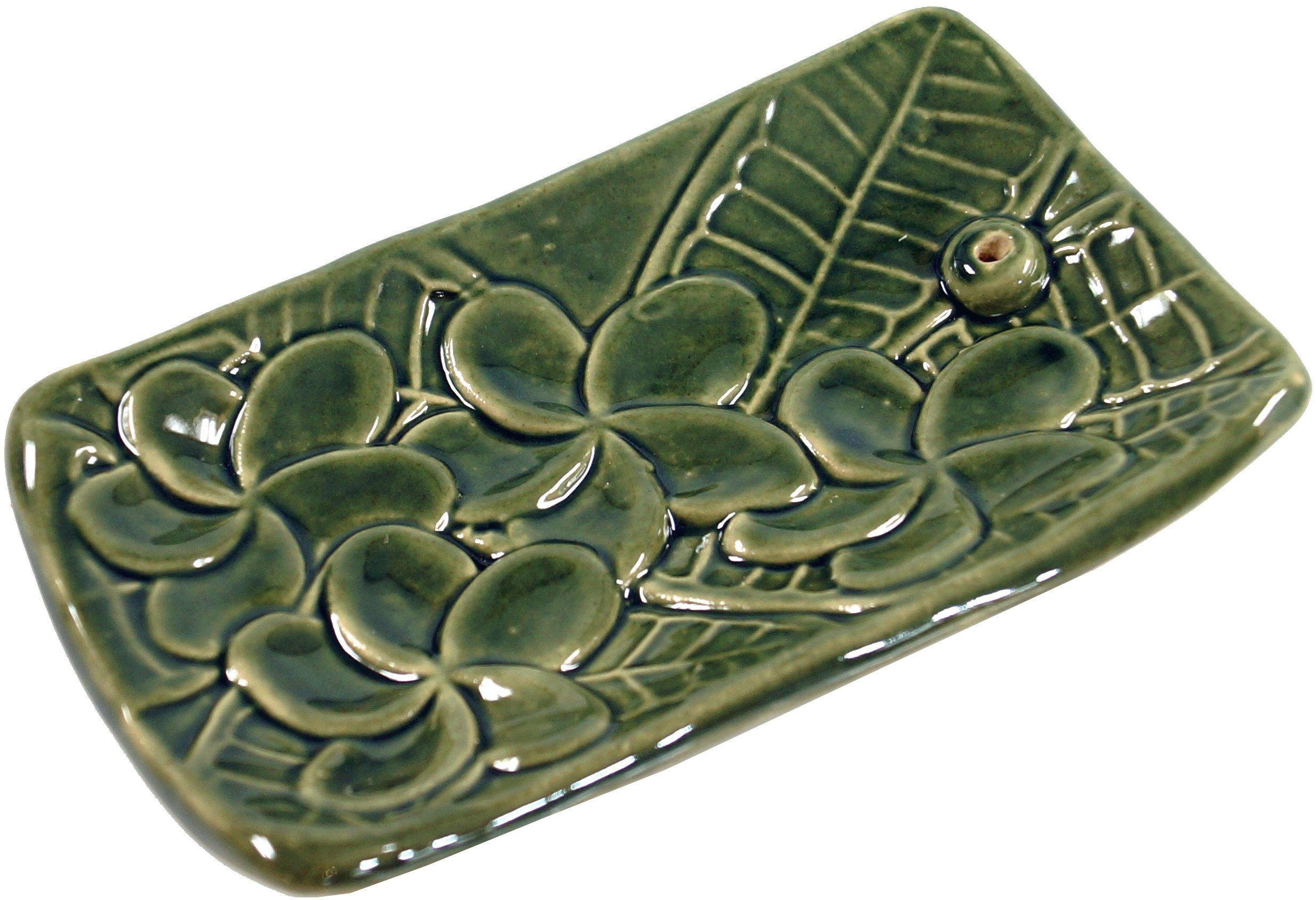 Guru-Shop Räucherstäbchen-Halter Räucherstäbchenhalter aus Keramik grün - Modell 6