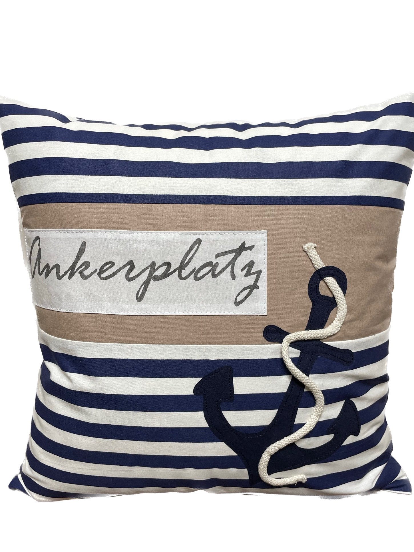 Ammerkind Dekokissen Ankerplatz blau, Kissenhülle ohne Füllung günstig online kaufen