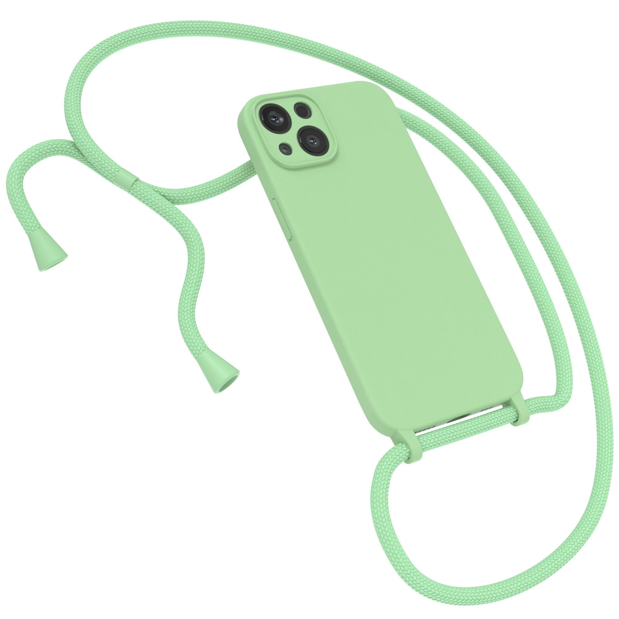 EAZY CASE Handykette Silikon Kette für Apple iPhone 13 6,1 Zoll, Necklace Cover Handyhülle mit Umhängetasche Kettenhülle Handyband Grün