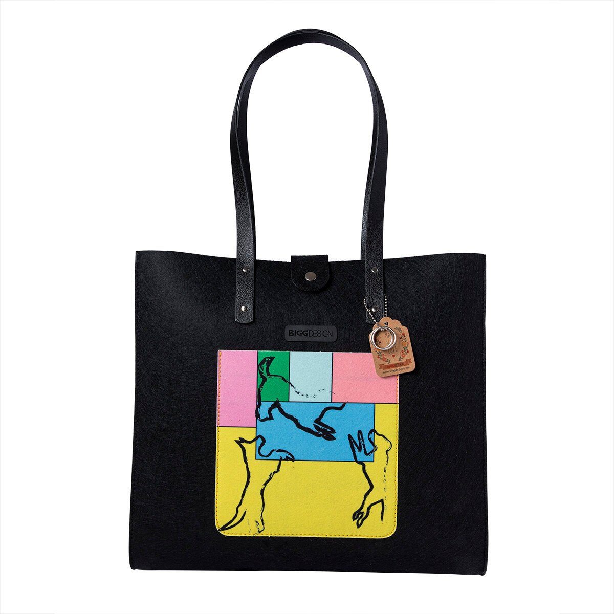 BIGGDESIGN Tragetasche Biggdesign Dogs Filz Umhängetasche, schwarz