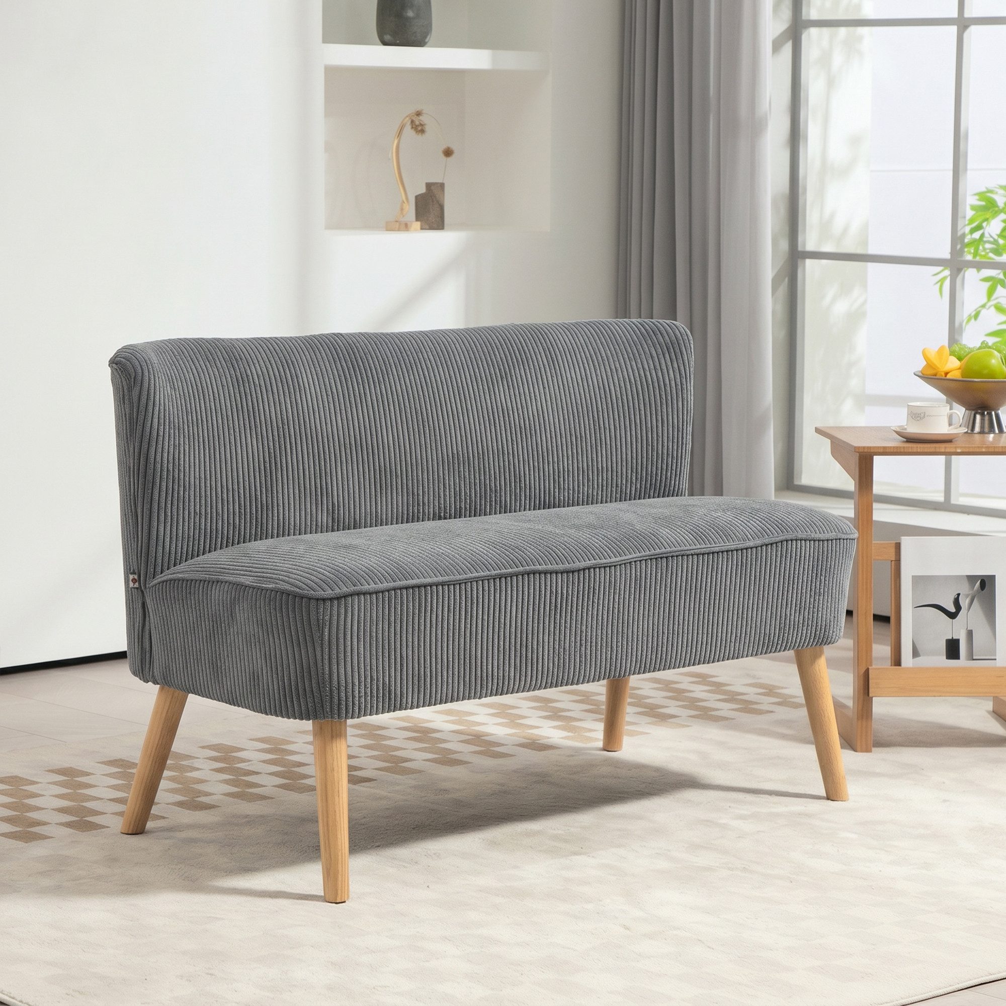 HOMCOM 2-Sitzer 2-Sitzer Stoffsofa Polstersofa Doppelsofa, Doppelsofa 1 Teile, für Wohnzimmer, Schlafzimmer, 135 x 67 x 78 cm, Grau