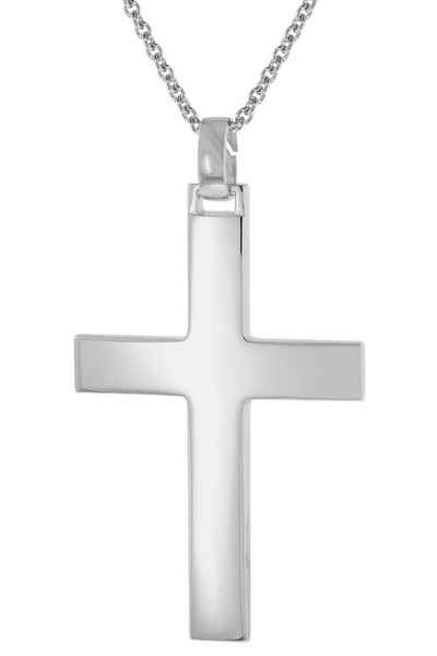 trendor Kette mit Anhänger mit großem Kreuz 925 Silber 41 mm Männerschmuck