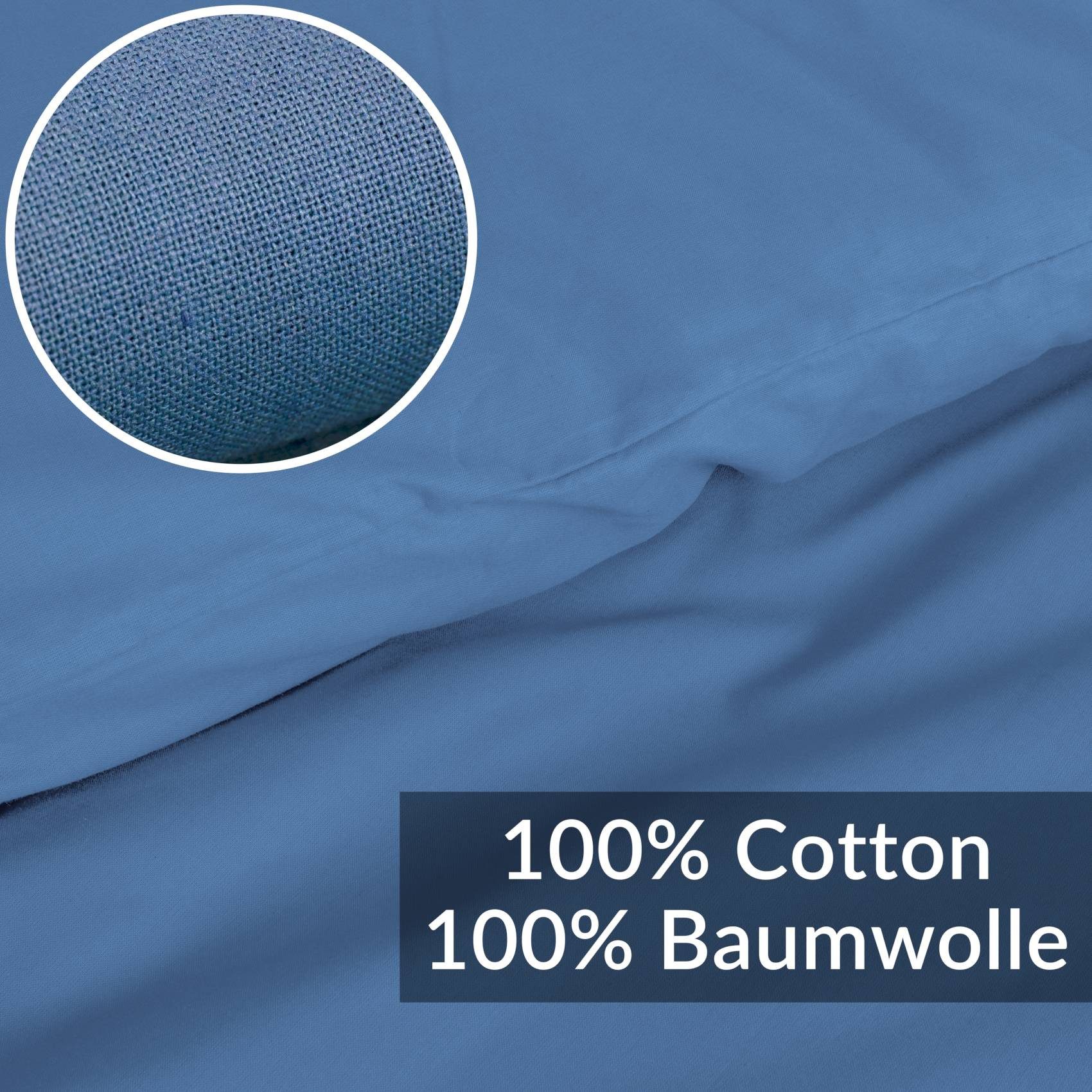 Kisska Bettbezug LUNA Deckenbezug Bettwäsche ohne Kissenbezug, (1 St), Atmungsaktiv, Bettdeckenbezug aus Baumwolle 135x200cm Blau
