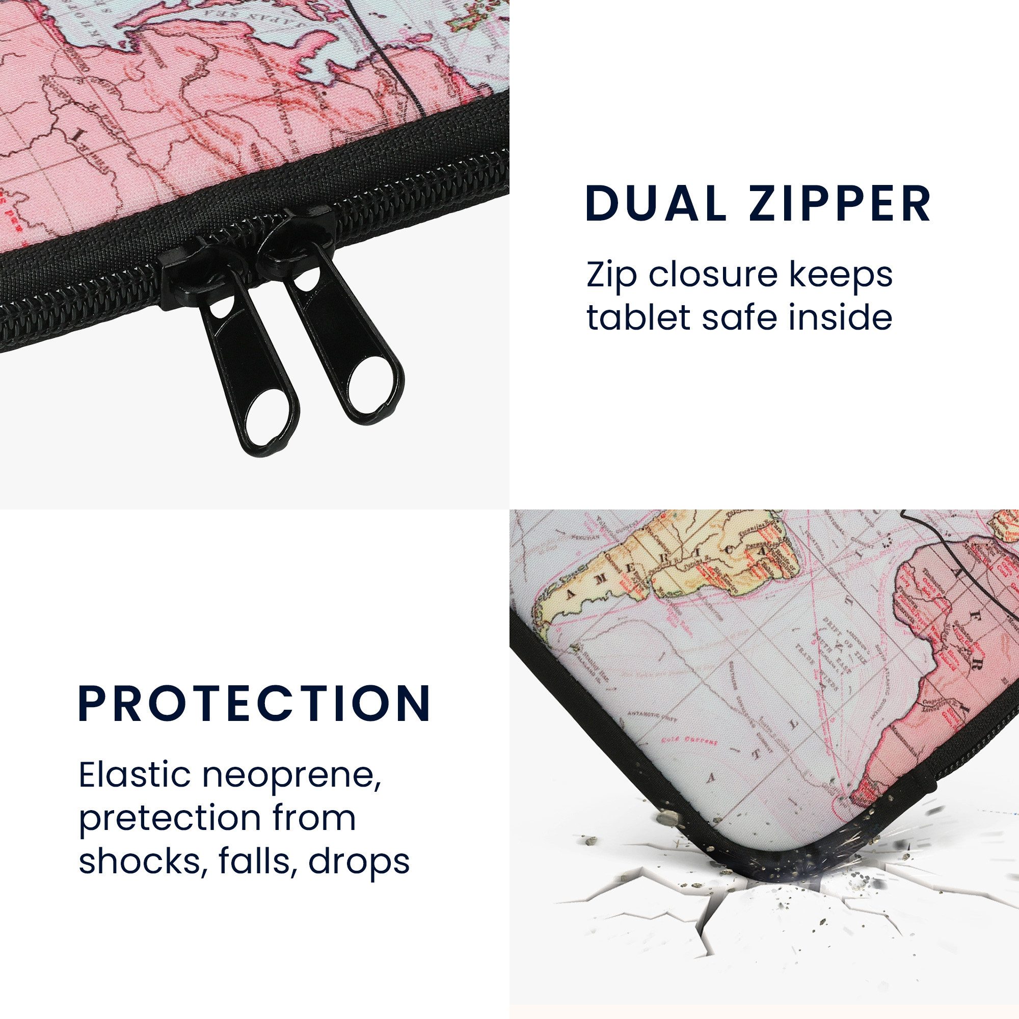 kwmobile Schutz-Set Tasche für eReader, Neopren Hülle Schutzhülle - 17 x 12 x 2 cm Innenmaße