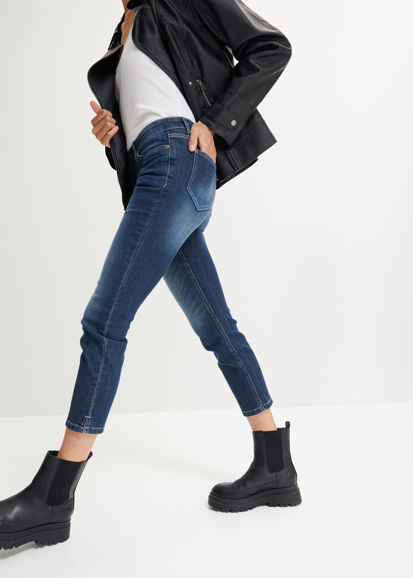 bonprix 7/8-Jeans mit Used-Effekt, schmale Passform, 7/8-Länge, aus Stretch-Material