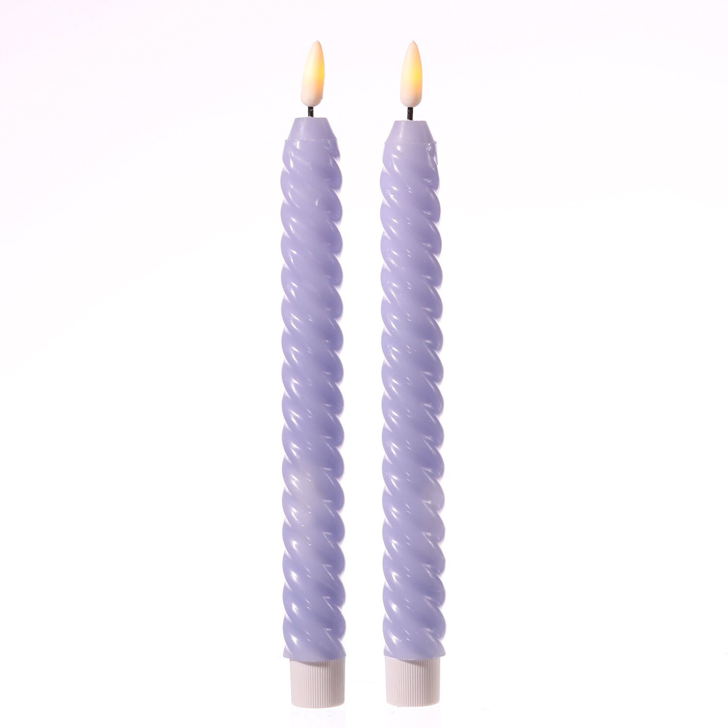 MARELIDA LED-Kerze LED Stabkerzen Twist Tafelkerzen gedreht Echtwachs 25cm flieder 2St (2-tlg)