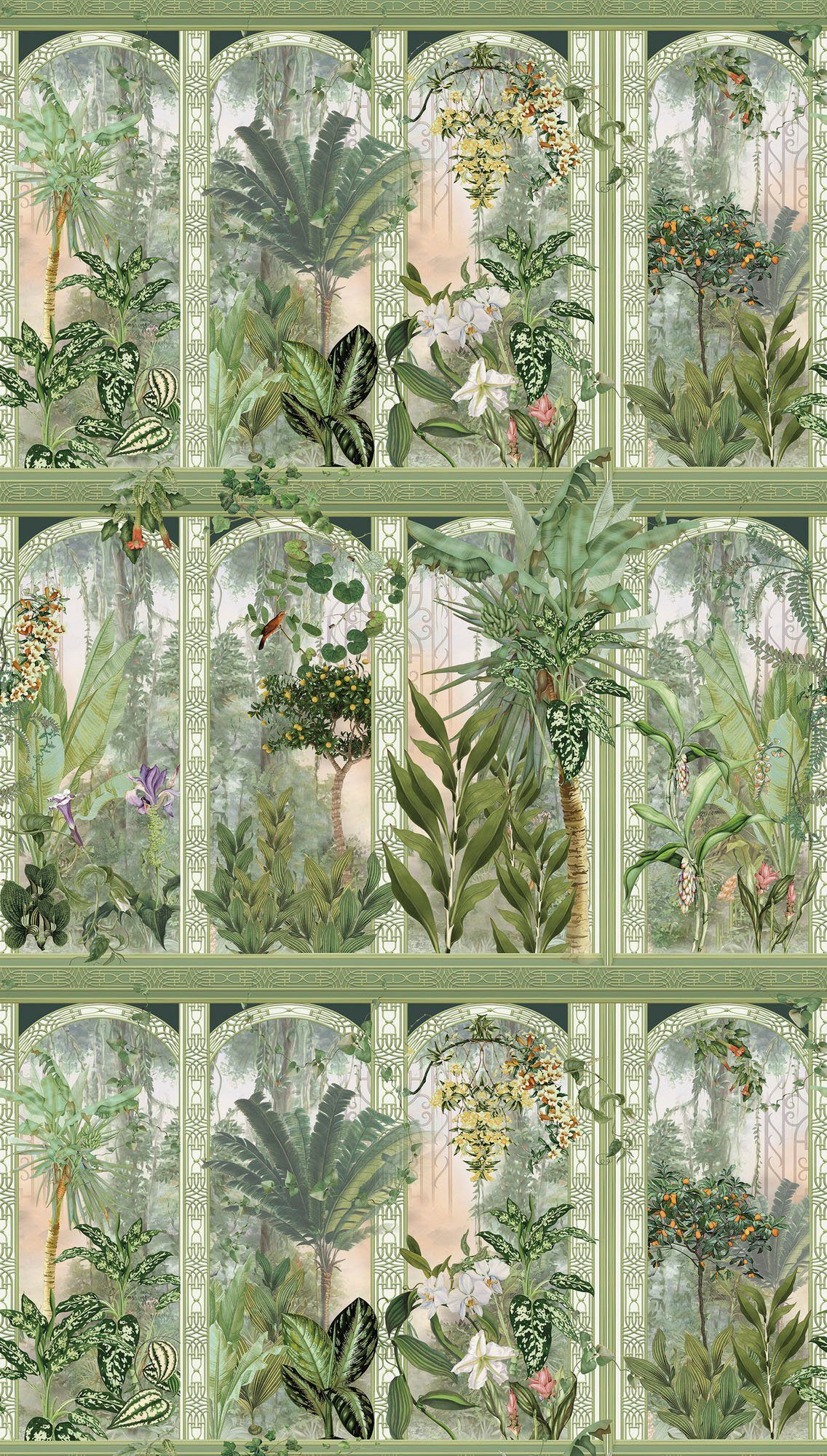 Klassich Pflanzen Floral, living Fototapete (1 Antik matt, St), walls Fototapete Dschungeltapete glatt,