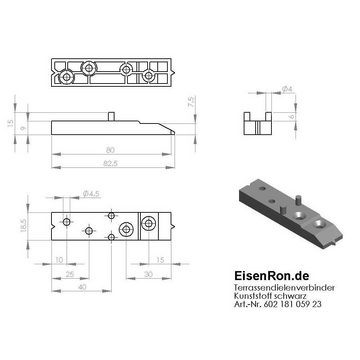 EisenRon.de Terrassendielen Terrassenbefestigung unsichtba" ca. 3 qm auf Alu- UK - 100 Stück, 3,00 m², BxL: je 1,8x8 cm, 9,00 mm Stärke, (Sparstet, 100-St., Komplettset), incl. Schrauben