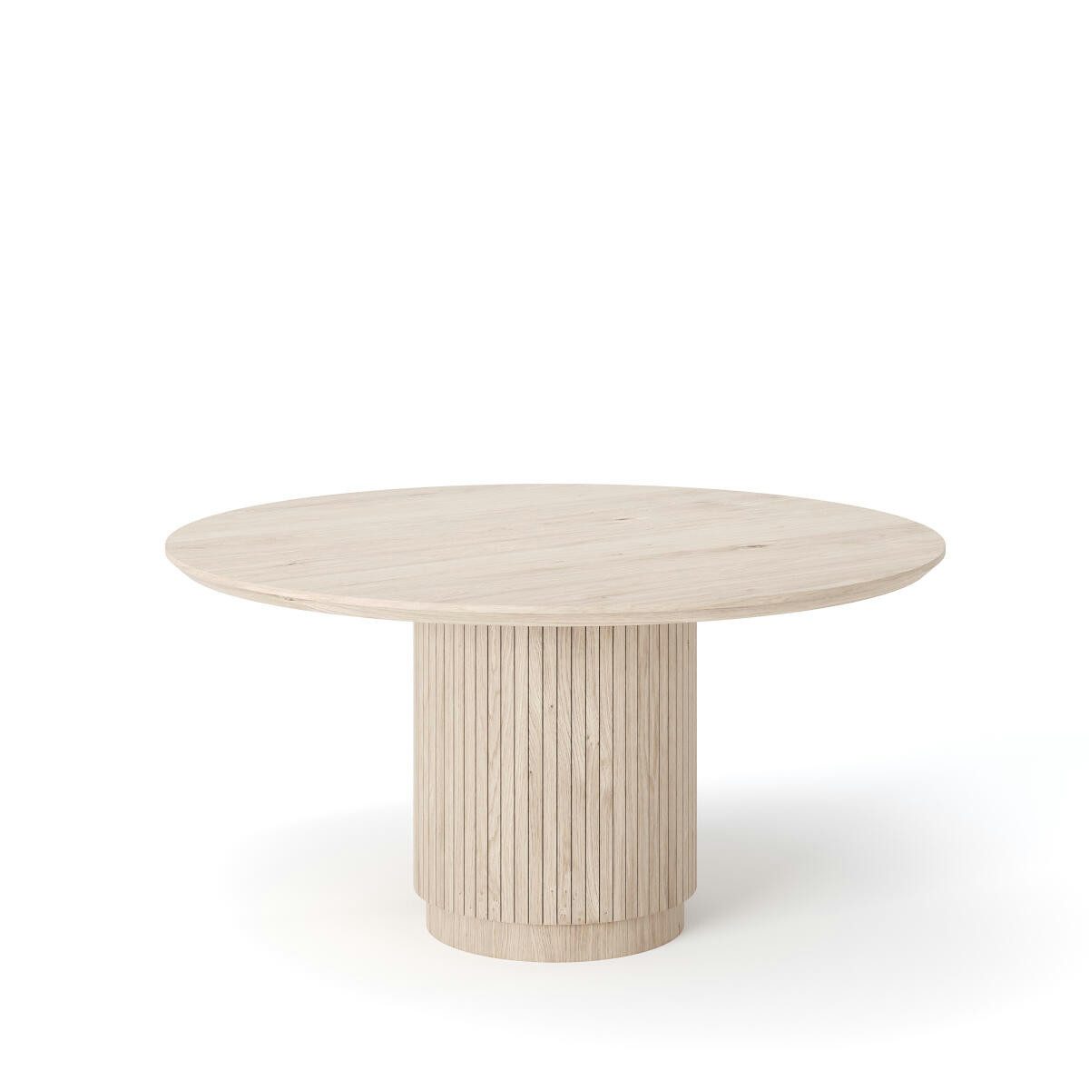 Esstisch Eiche rund – Massivholz-Tisch Ando mit Trommelgestell – Handgefertigt