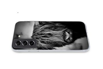 MuchoWow Handyhülle Schottischer Hochländer - Licht - Porträt - Natur, Phone Case, Handyhülle Samsung Galaxy S21 FE, Silikon, Schutzhülle