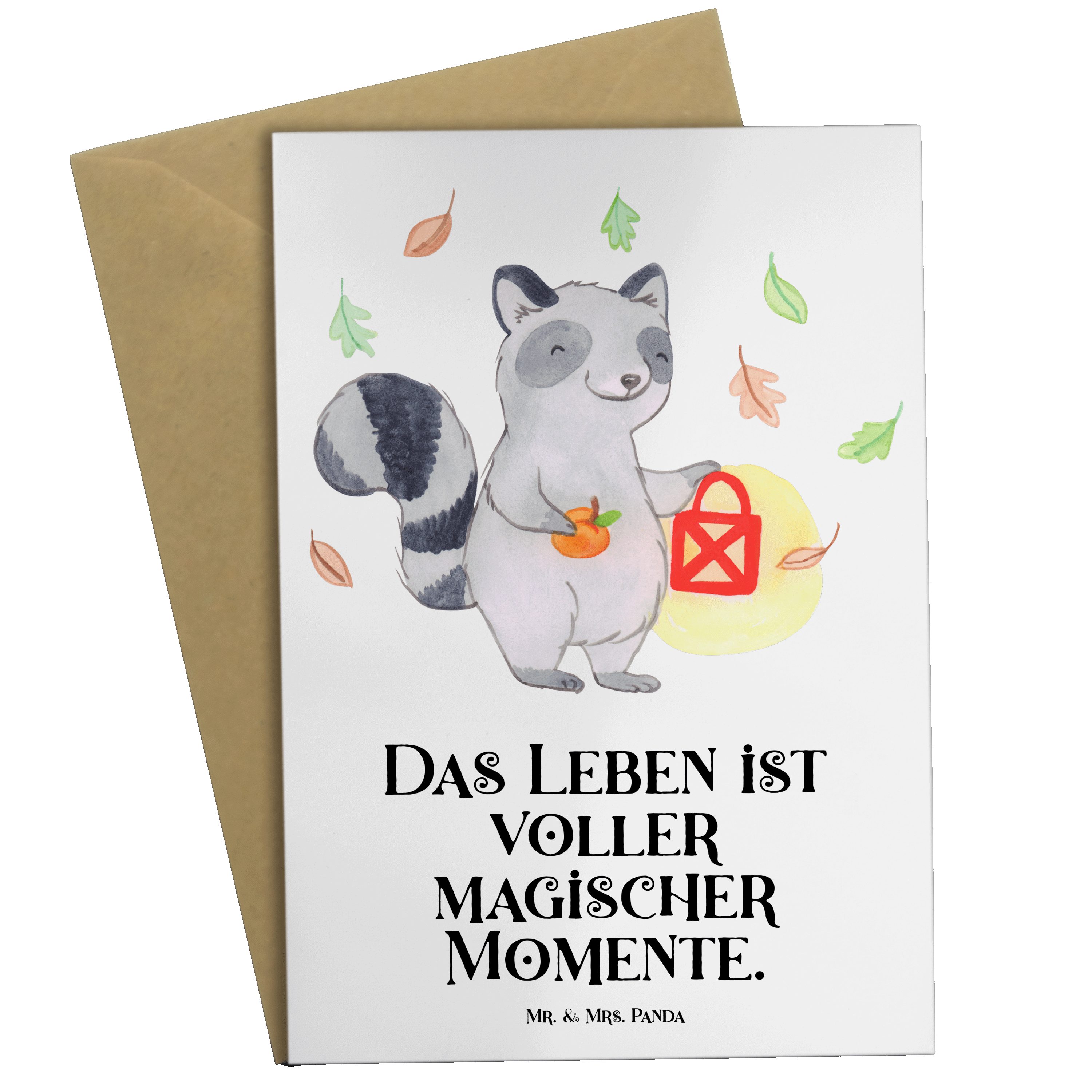 Mr. & Mrs. Panda Grußkarte »Waschbär Laterne Weiß Geschenk, Deko