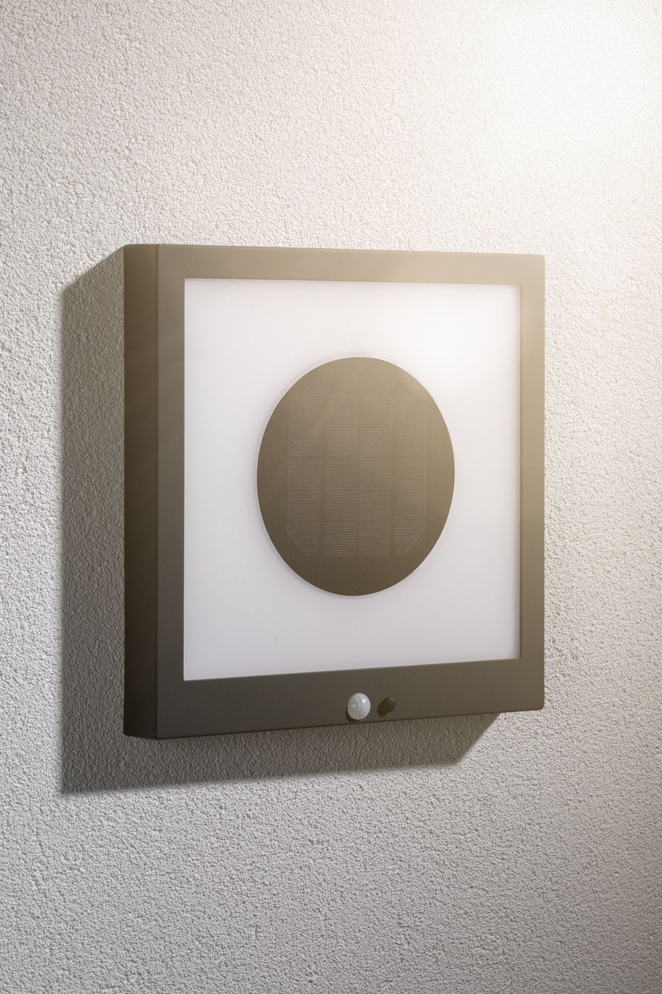 Paulmann LED Außen-Wandleuchte Taija, Bewegungsmelder, mit Solar fest LED Warmweiß, Bewegungsmelder LED-Board, integriert, Panel