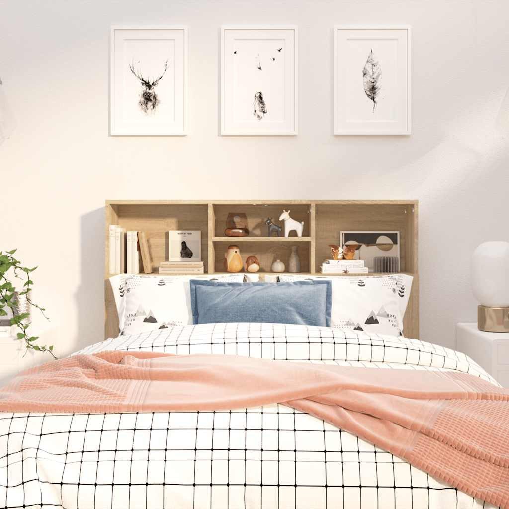 vidaXL Bett Bett-Kopfteil mit Ablagen Sonoma-Eiche 120x19x103,5 cm (1-tlg)