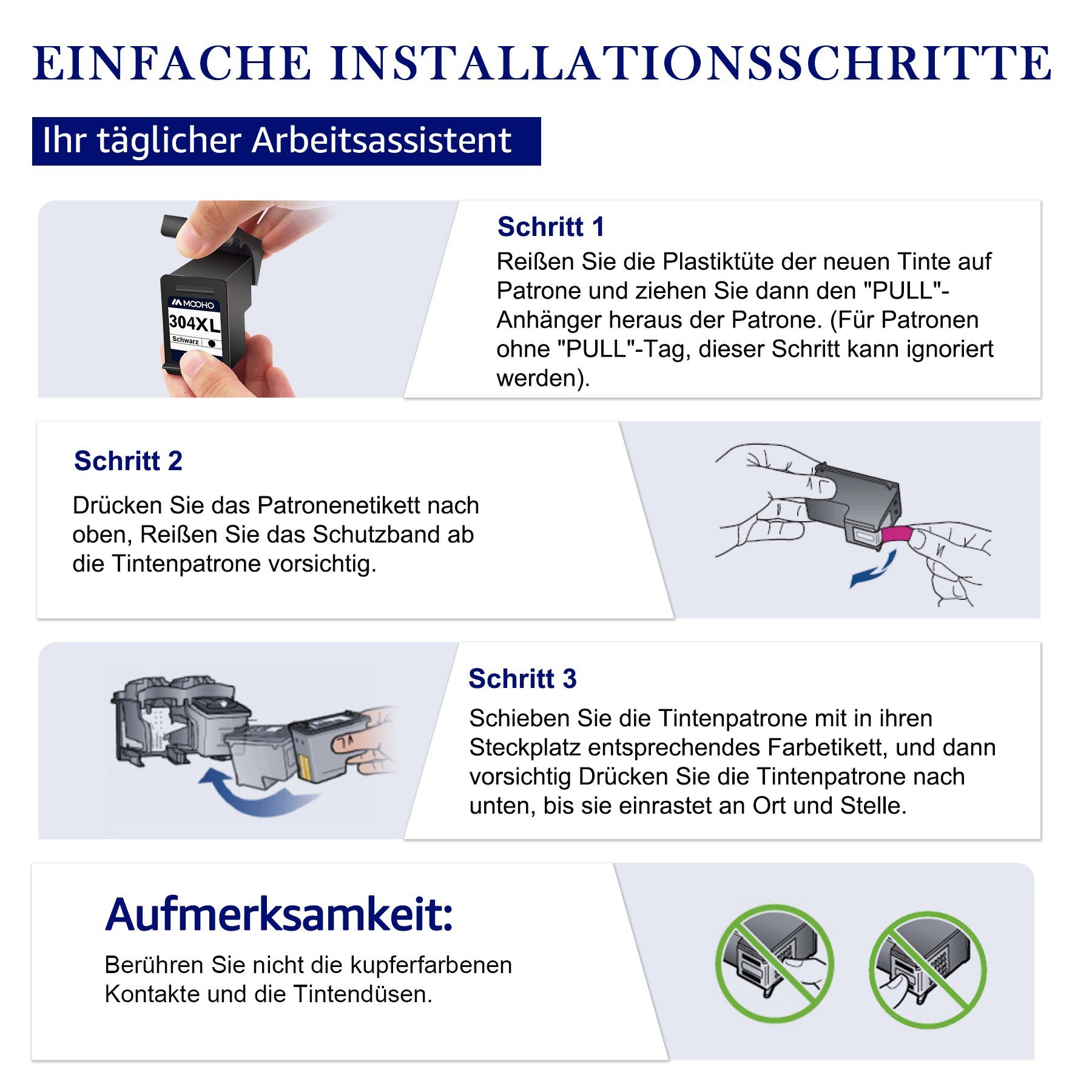 304XL 4er-pack) ersetzt Multipack 2*Schwarz+2*Dreifarbig( Tintenpatrone 304 HP für 5020 5010 Envy MOOHO