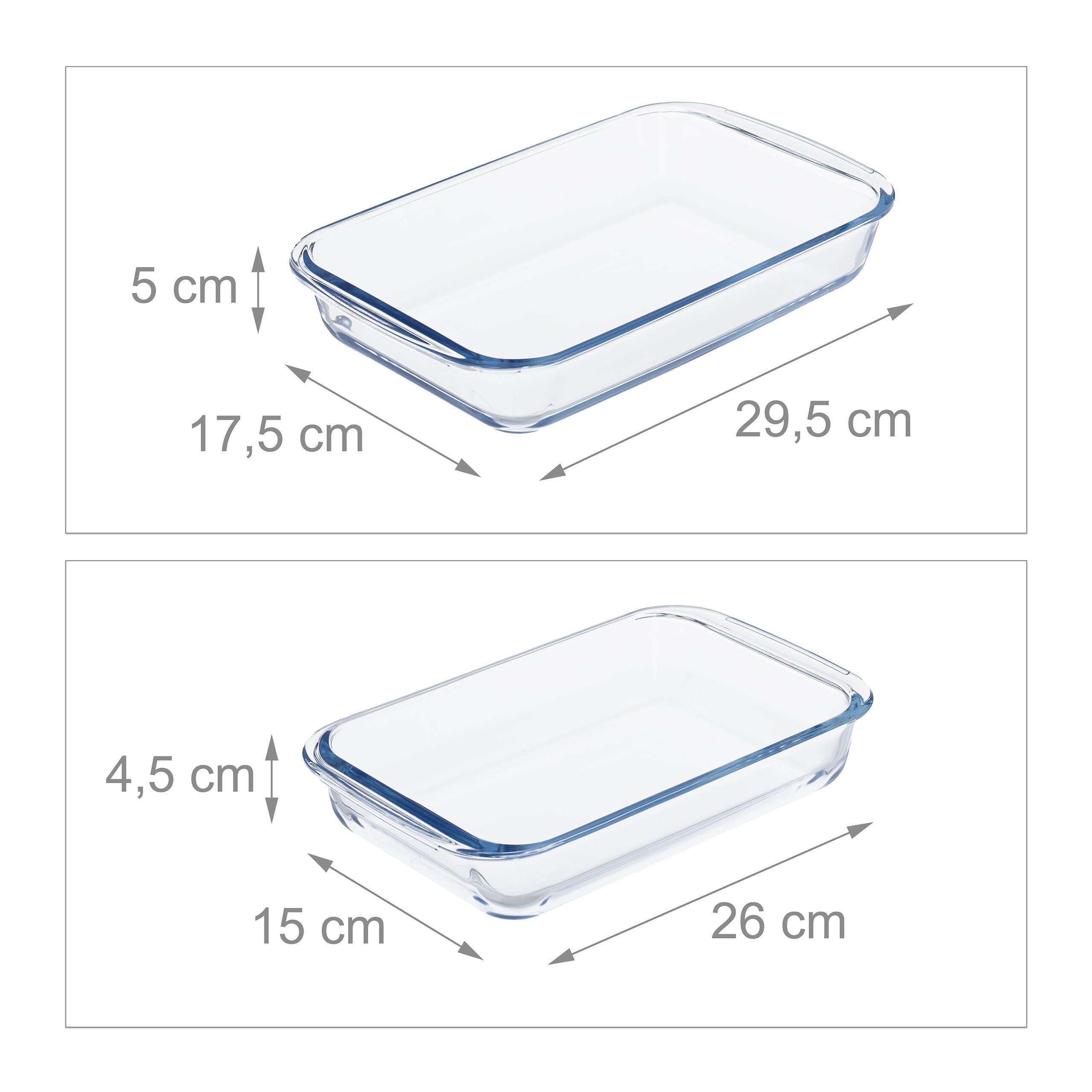 Relaxdays ovenschaal set van 3 glas handvatten vaatwasserbestendig