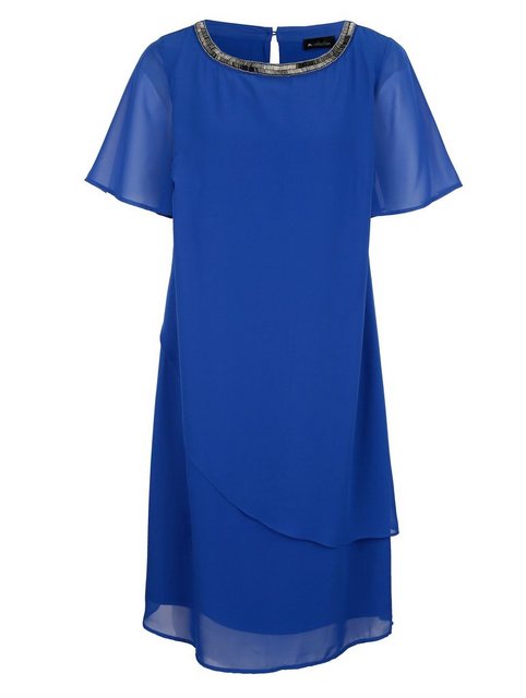 m. collection Kleid vorne mit Stufenoptik in blau