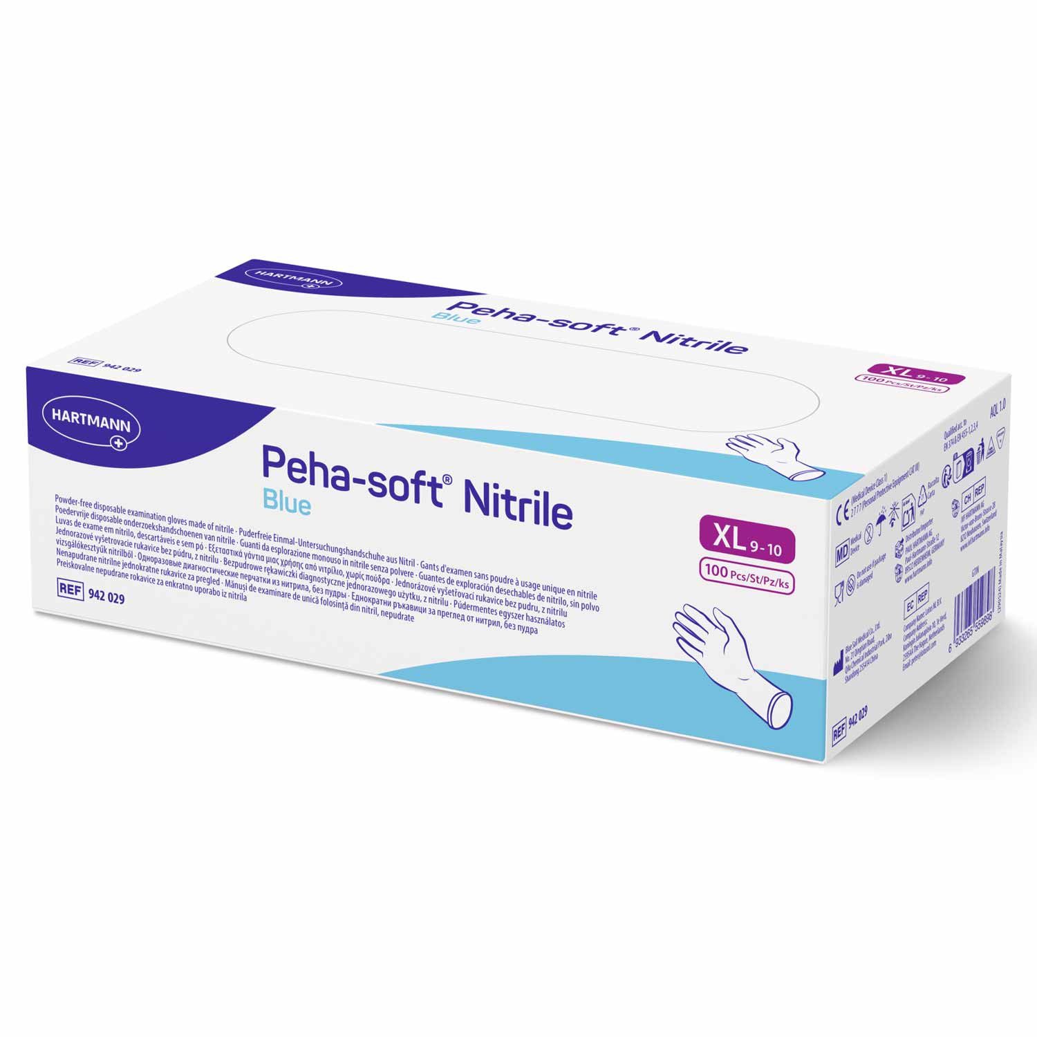 PAUL HARTMANN AG Nitril-Handschuhe HARTMANN Peha-soft Nitrile Blue Einweghandschuhe XL 100 Stück