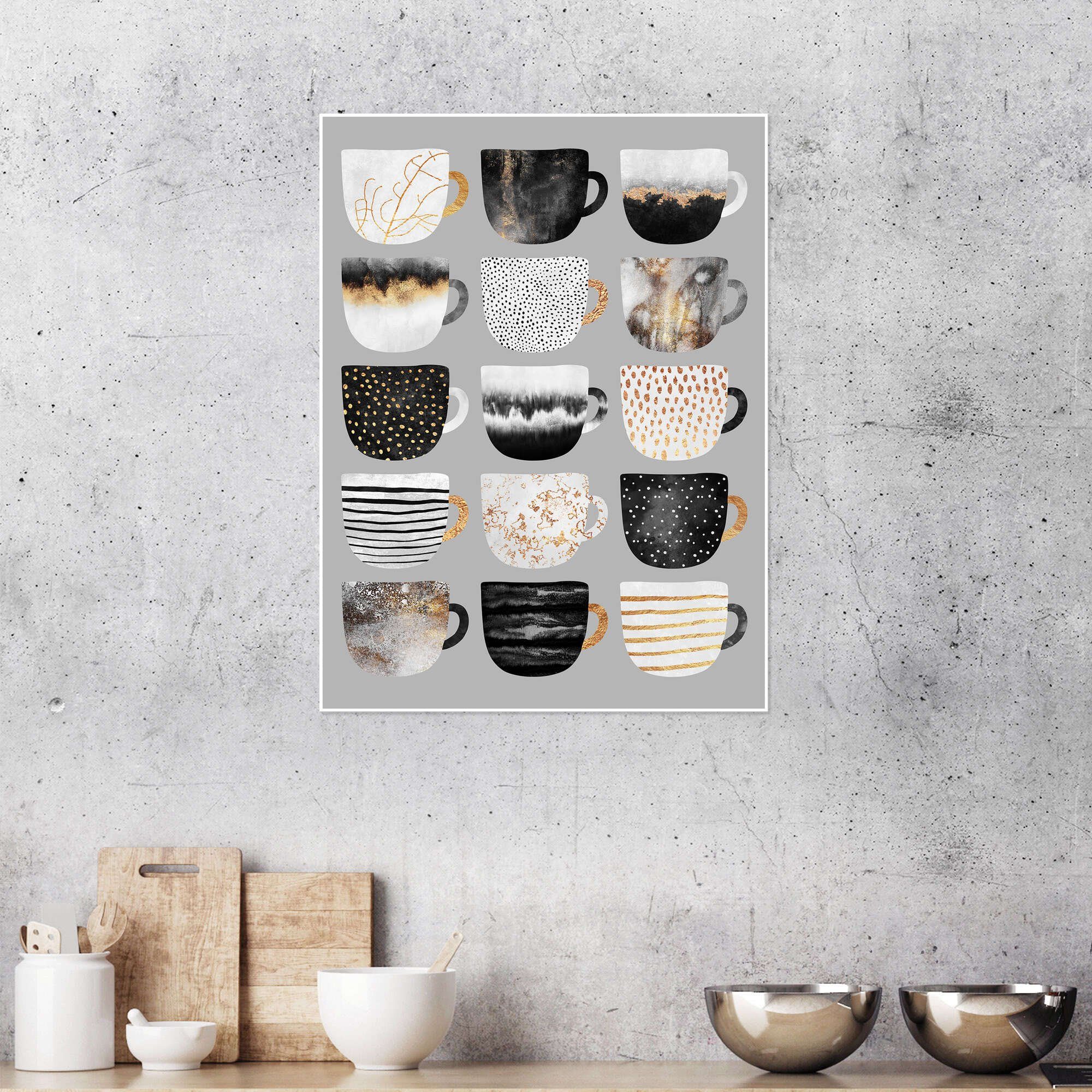 Posterlounge Wandbild Pretty Coffee Cups Grey, Elisabeth Fredriksson, erhältlich als Poster, Leinwandbild, Wandsticker oder Acrylglasbild