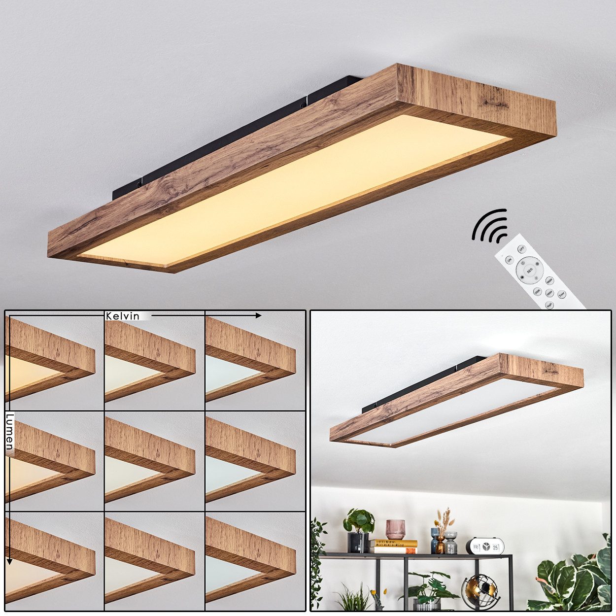 hofstein Deckenleuchte dimmbares Deckenpanel aus Metall/MDF günstig online kaufen