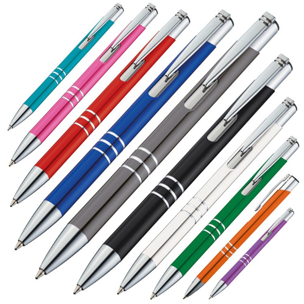 Macma Druckkugelschreiber 10 Kugelschreiber aus Metall / 10 verschiedene Farben