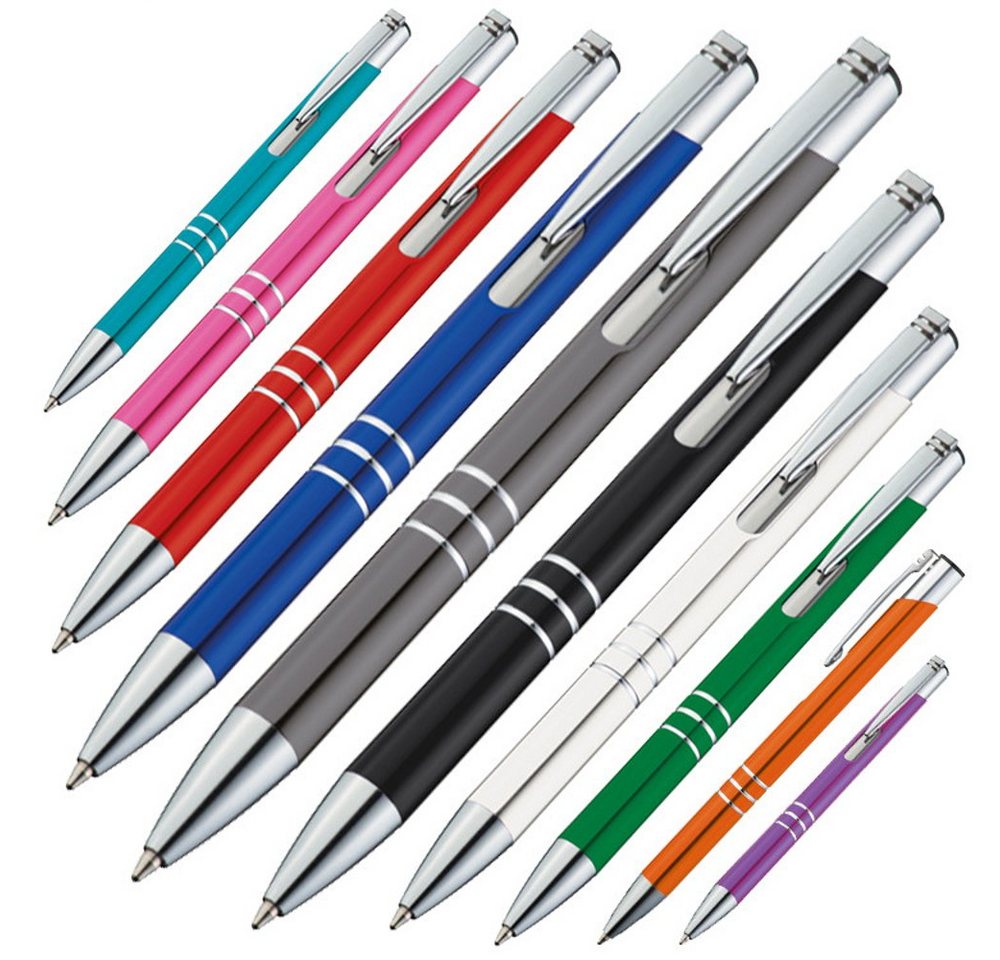 Macma Druckkugelschreiber 10 Kugelschreiber aus Metall / 10 verschiedene Farben