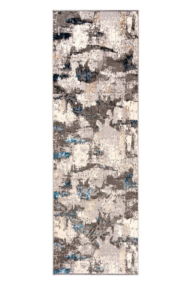 Mazovia Läufer Läufer Flurläufer Modern für Vorzimmer - Abstrakt - Beige Grau Blau, 60 x 100 cm, Kurzflor, Meterware, Höhe 8 mm