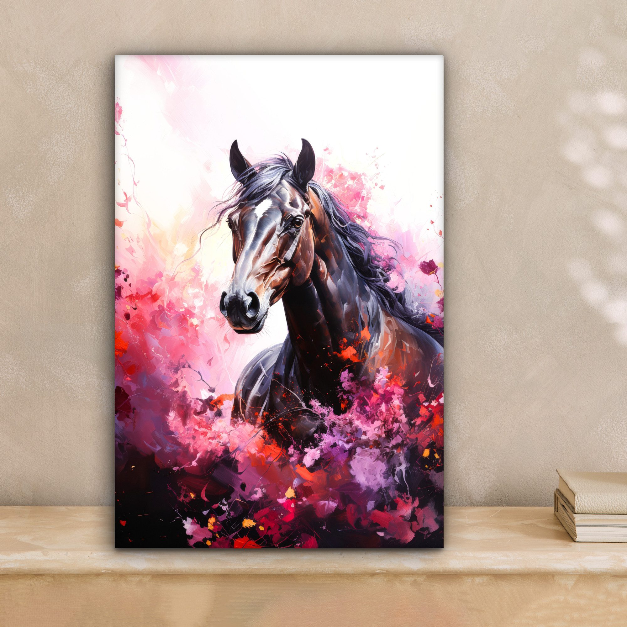 OneMillionCanvasses® Leinwandbild Pferd - Tiere - Mädchen - Rosa, Fotodruck (1 St), Teenager Zimmer Bild, Jugendzimmer Deko, Kinder Wanddeko, 20x30 cm – Bild 2 von 5
