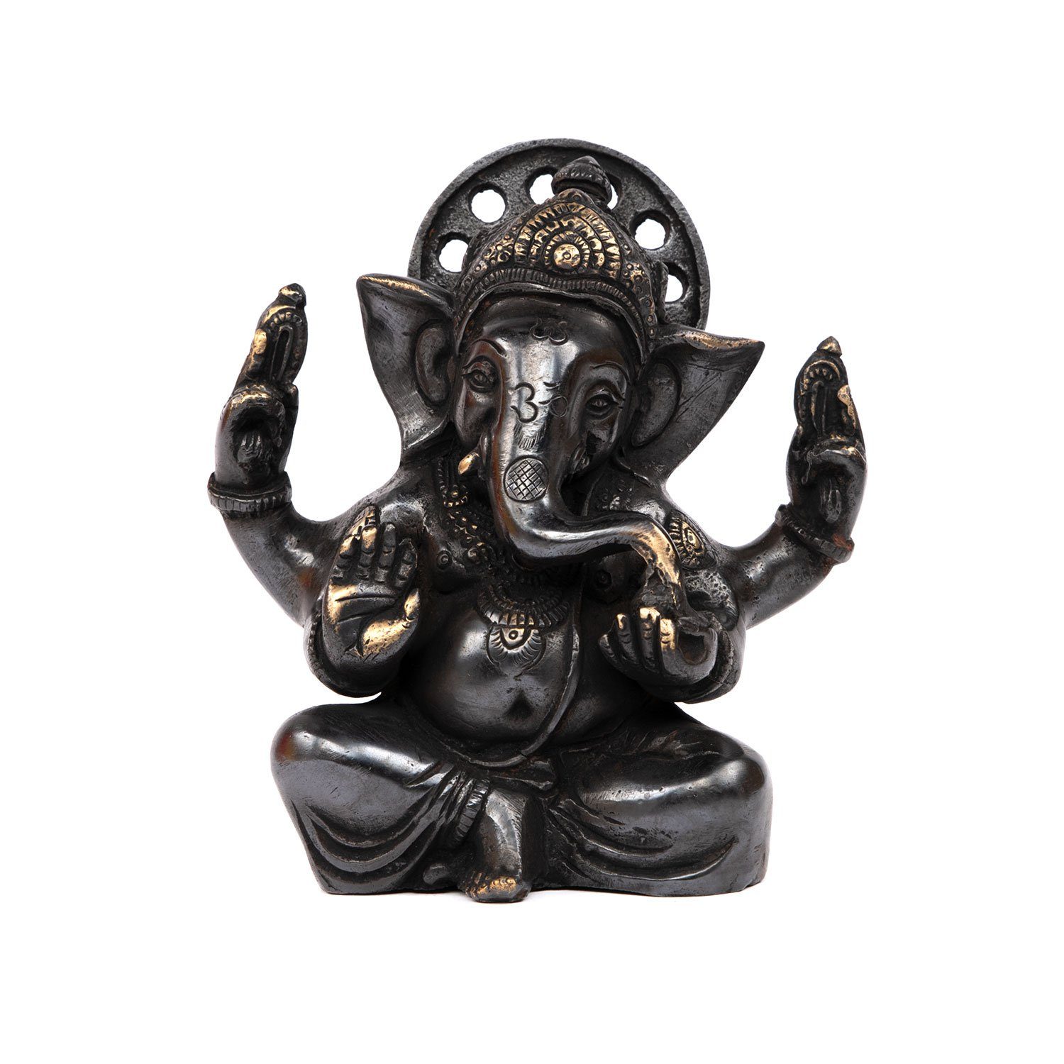 bodhi Dekofigur Ganesha Figur, Messing, schwarz, ca. 17 cm