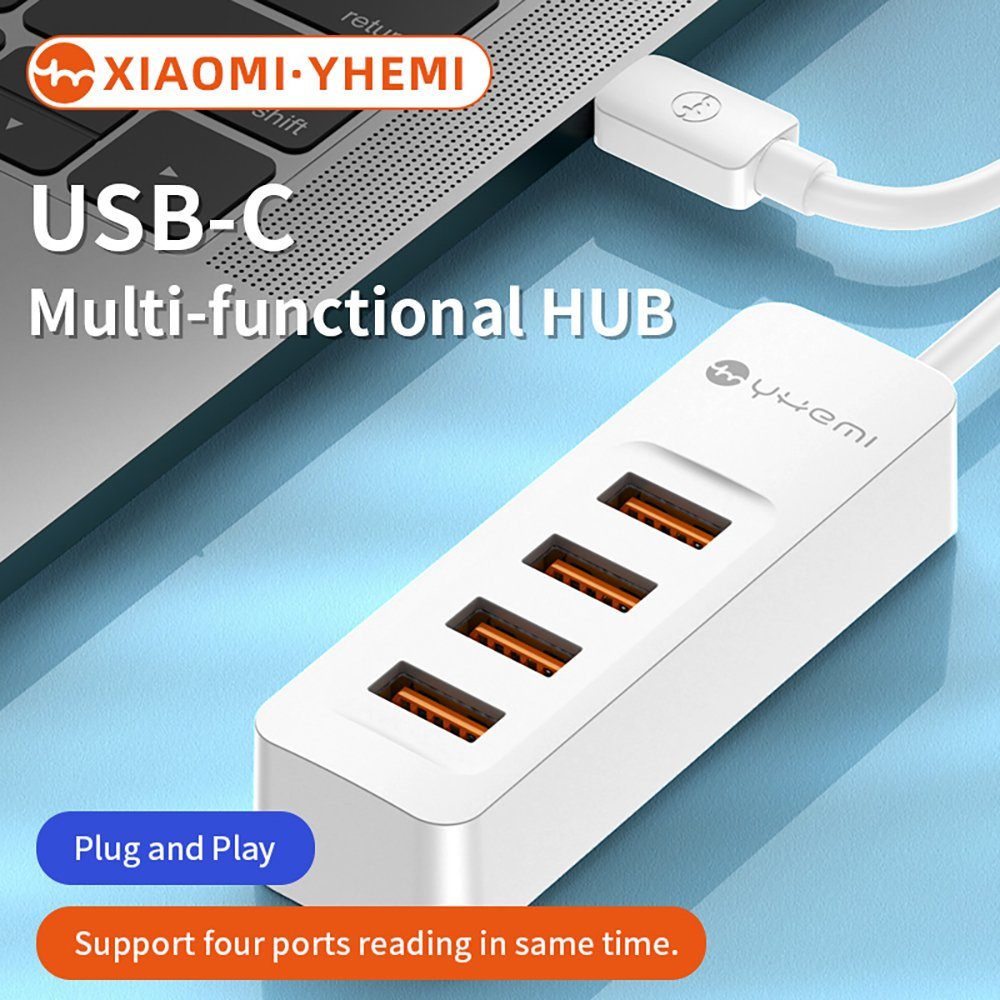 YHEMI Docking Station 4 in 1 TYPE-C Hub Konverter Verlängerungskabel USB-Adapter USB Typ A zu USB-C