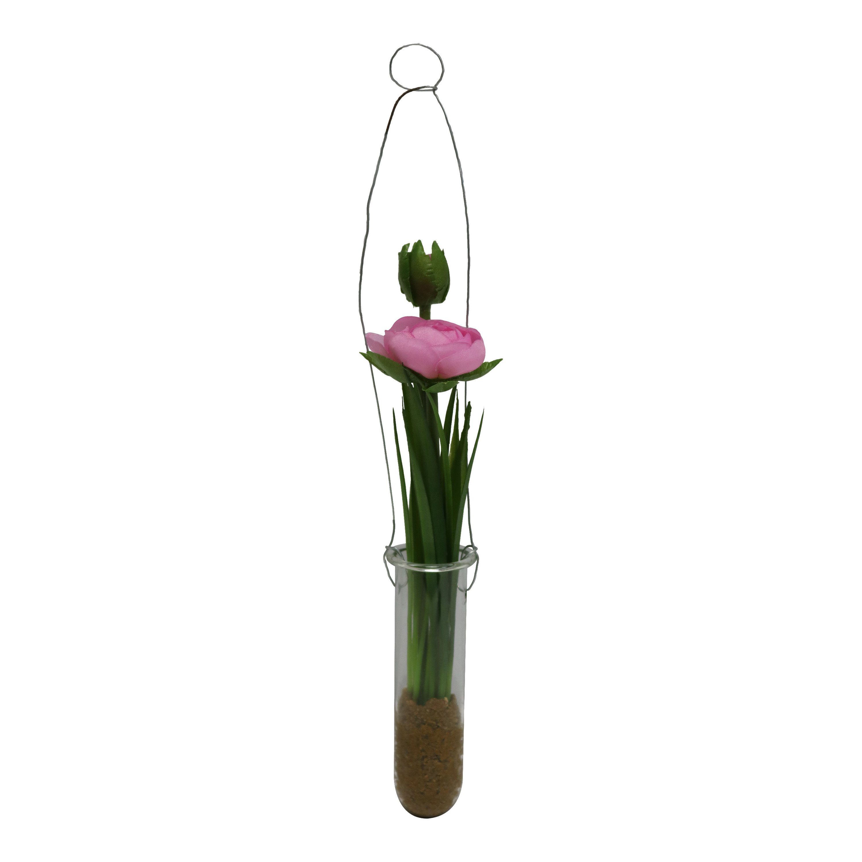 Kunstpflanze Kunstblume im Reagenzglas Ranunkel Ranunkel, Depot Rosa